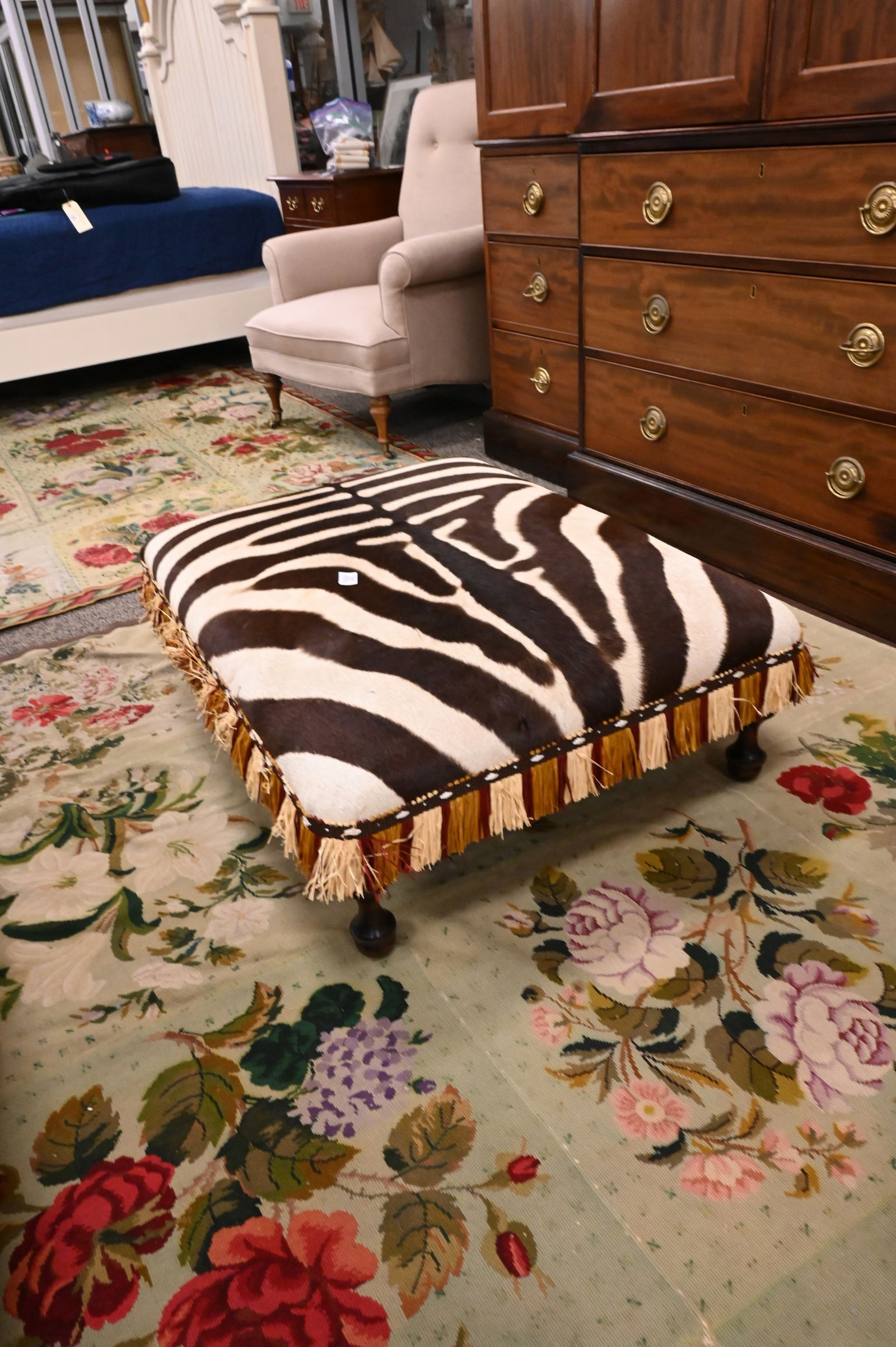 Custom Zebra Upholstered Ottoman - 4