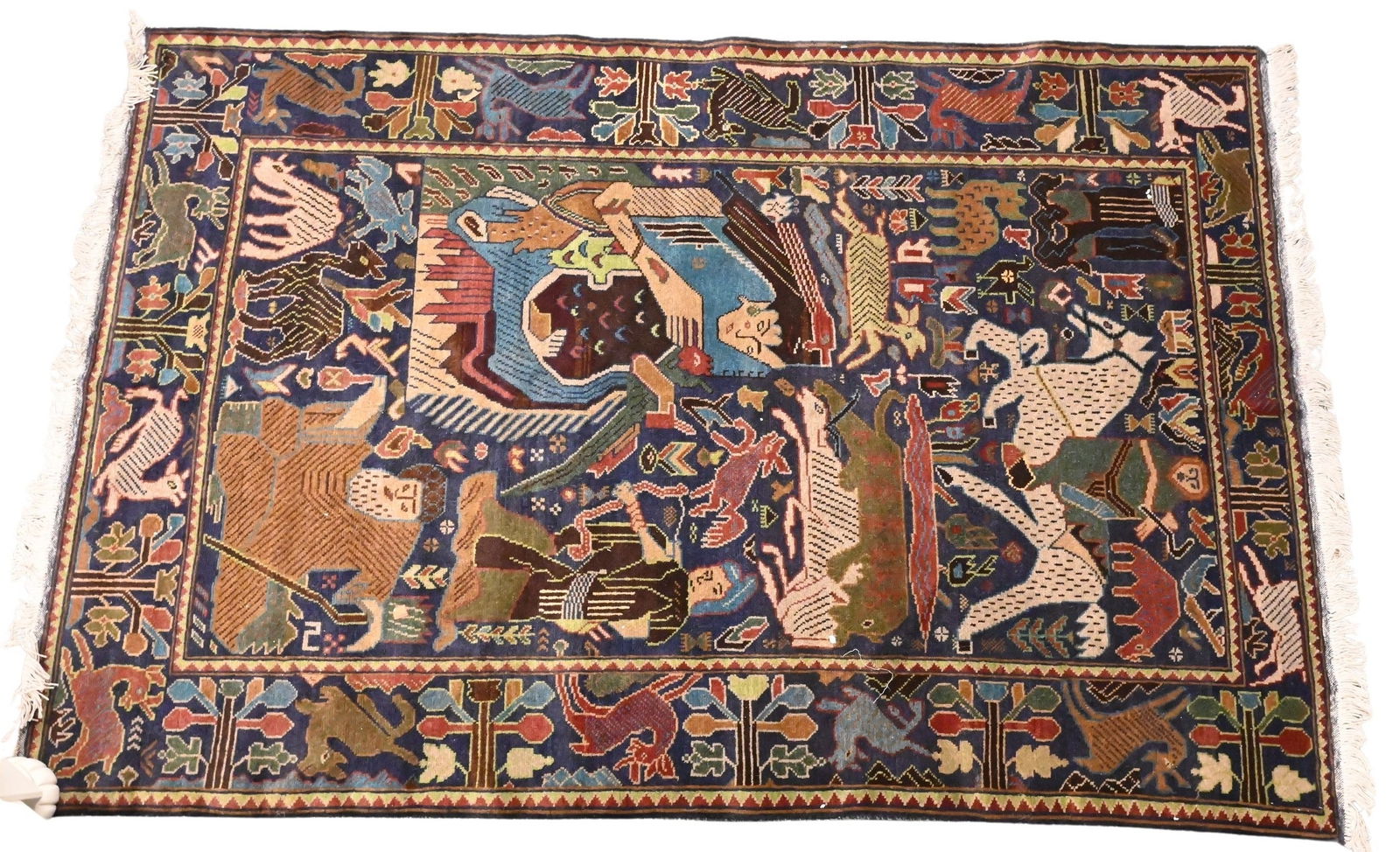 Oriental Pictorial Throw Rug: Oriental Pictorial Throw Rug 4' 3" x 6' 6"