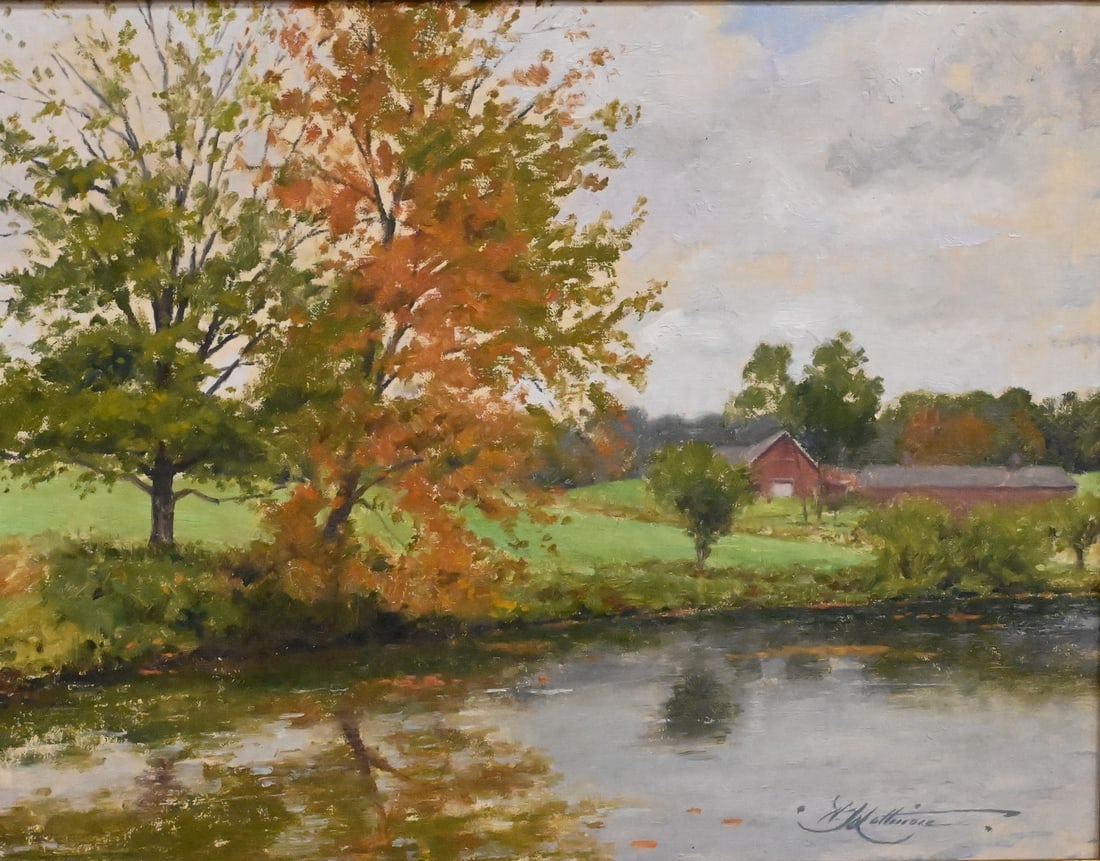 Andrew Lattimore (American 20th/21st Century): Andrew Lattimore (American 20th/21st Century) "Wethersfield Farm" Oil on board Signed lower right A.Lattimore 11" x 14" board, 16" x 19" frame Provenance: Susan Powell Fine Art, Madison,