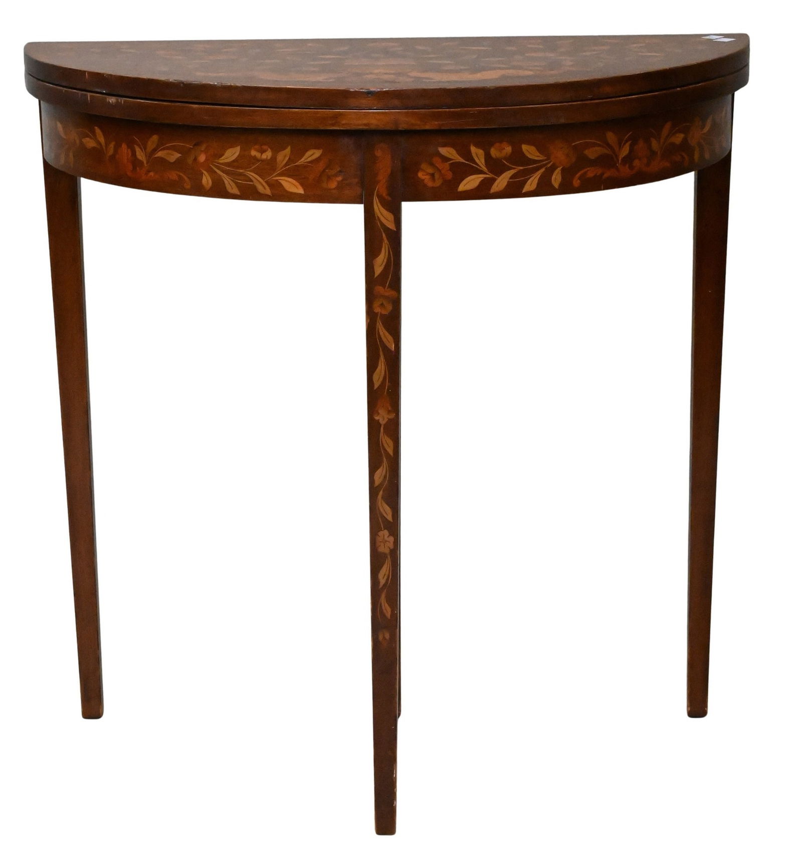 Marquetry Mahogany Inlaid Demilune Games Table (1 of 5)