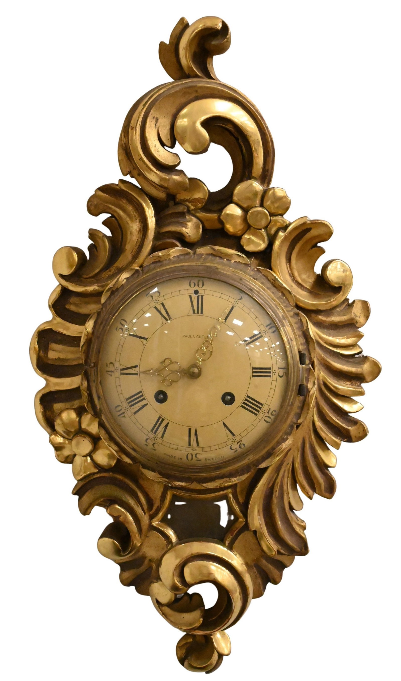 Paula Cutler Gilt Decorated Cartel Clock (1 of 4)