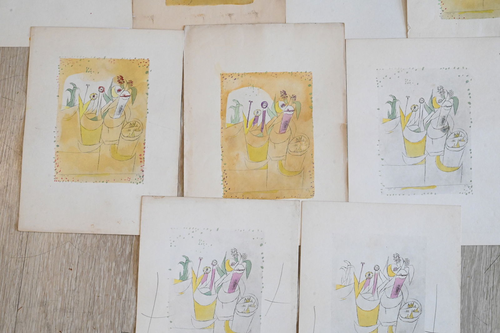 Large Grouping of Unframed Works to include: Large Grouping of Unframed Works to include Ten: Abraham Rattner (American 1893-1978) "Christ on the Cross" Crucifixion Scene Booklet prints Signed in plate A.Rattner 10 1/2" x 7 1/2" image