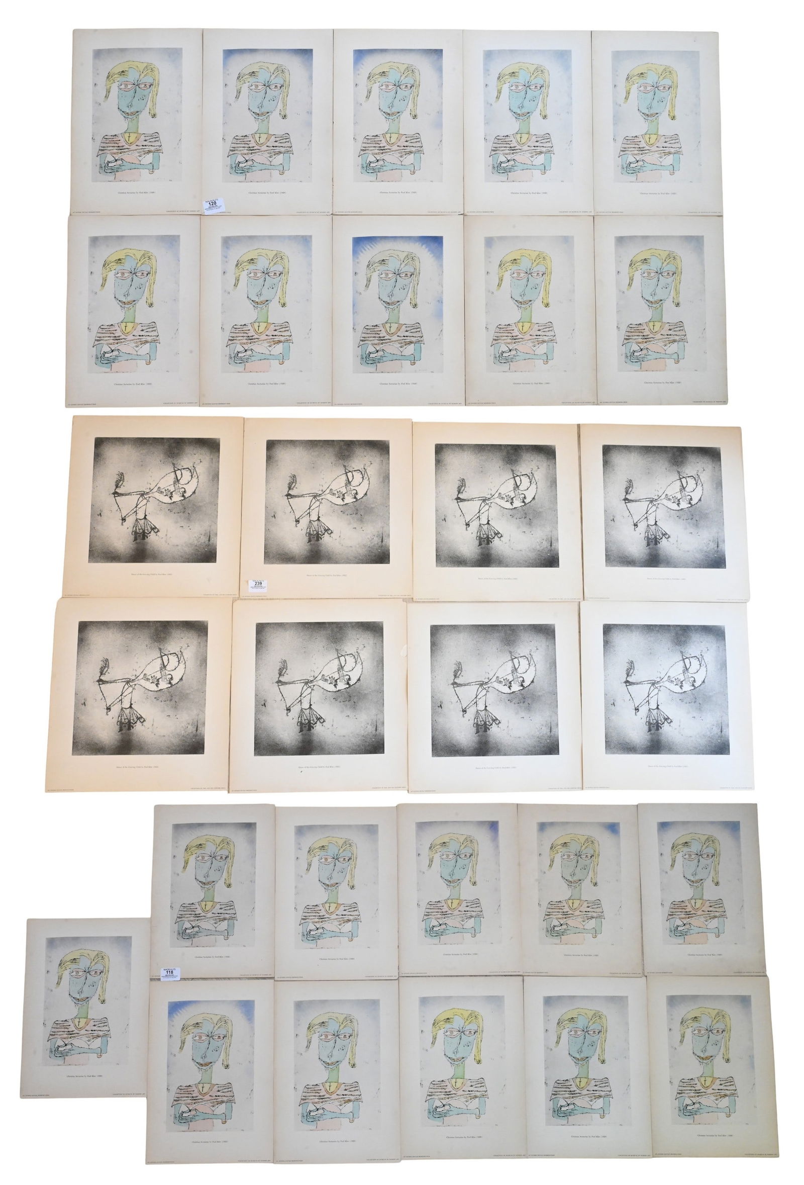 29: Paul Klee (Swiss/German 1879-1940) Assorted Works: 29: Paul Klee (Swiss/German 1879-1940) Assorted Works to include Eight "Dance of the Grieving Child" (Tanz des trauernden Kindes) 1922 Lithographs in black and white An Esther Gentle