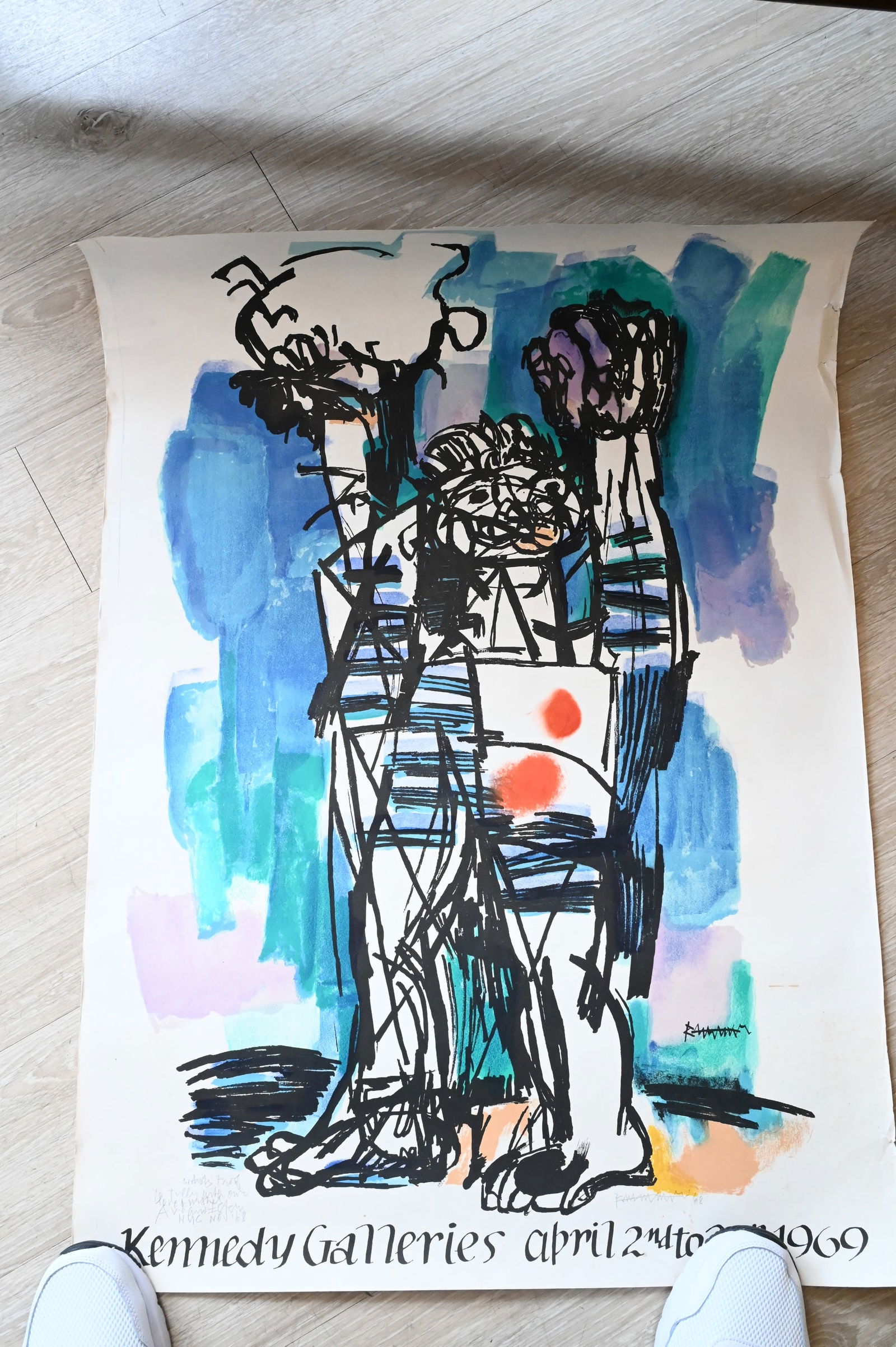 Seventeen: Abraham Rattner (American 1893-1978) to include: Seventeen: Abraham Rattner (American 1893-1978) to include "Kennedy Galleries Feb.11th to March 8th, 1970", 1970 Lithograph poster Pencil signed lower right and inscribed 38" x 25" "Kennedy