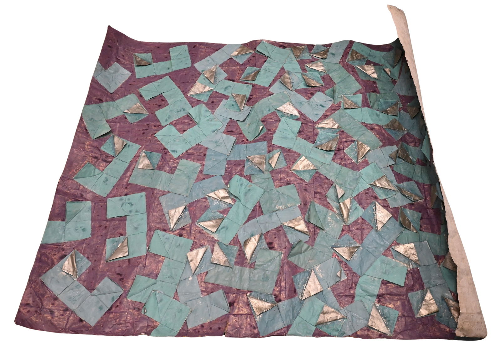 Ben Bianchi (American B.1934): Ben Bianchi (American B.1934) Blue, Purple, Silver Abstract Collage, 1981 Mixed media, tape, oil on canvas Signed lower right Bianchi 1981 61" x 79"