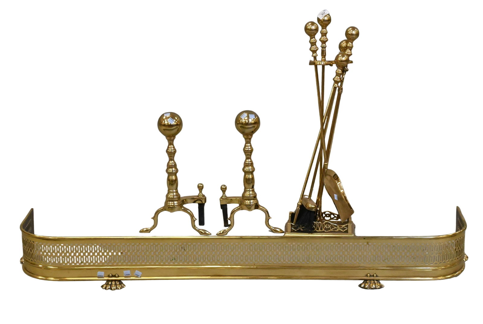 Eight Piece Brass Fireplace Grouping (1 of 6)
