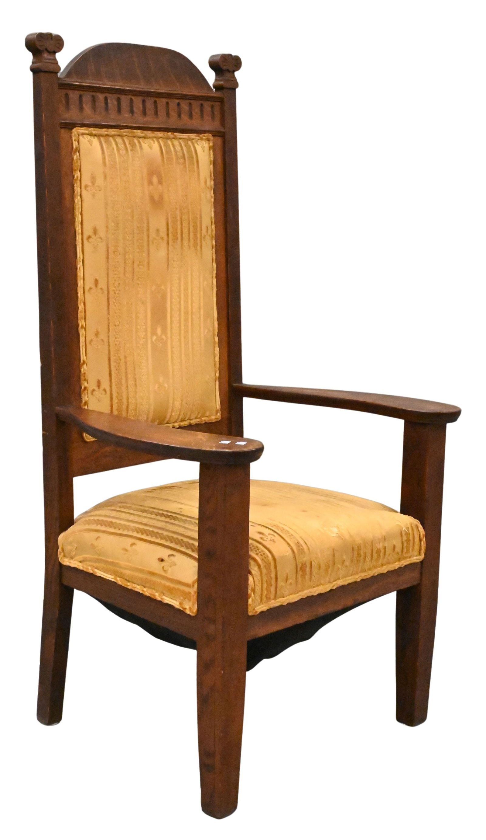 Carved Oak "Throne" Upholstered Chair (1 of 5)