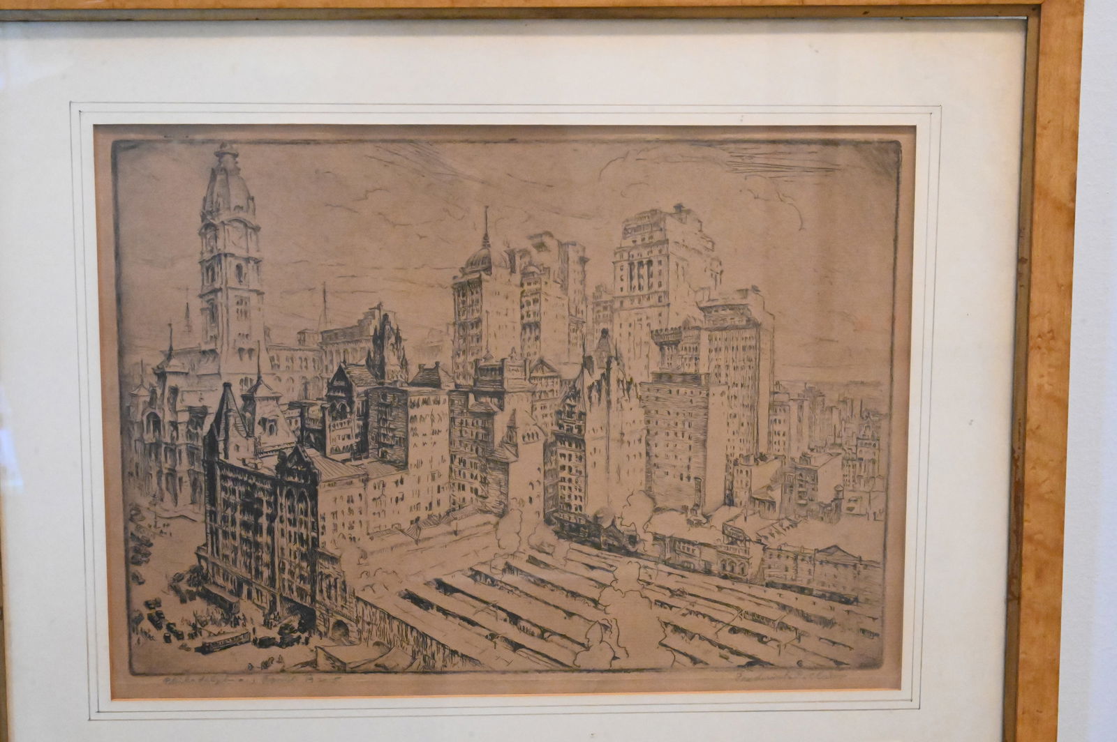 Four Framed Cityscape Etchings - 4