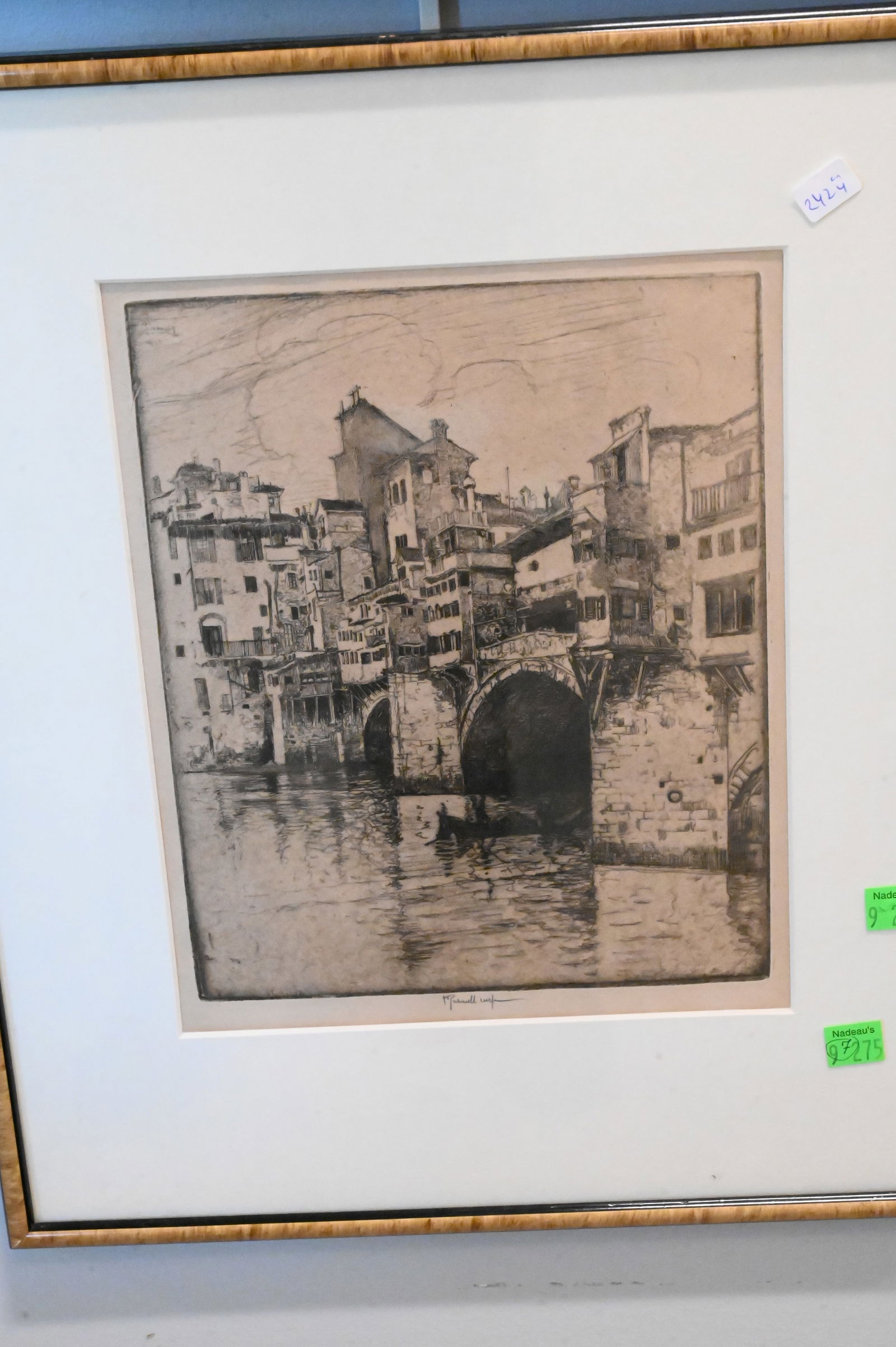 Four Framed Cityscape Etchings - 5