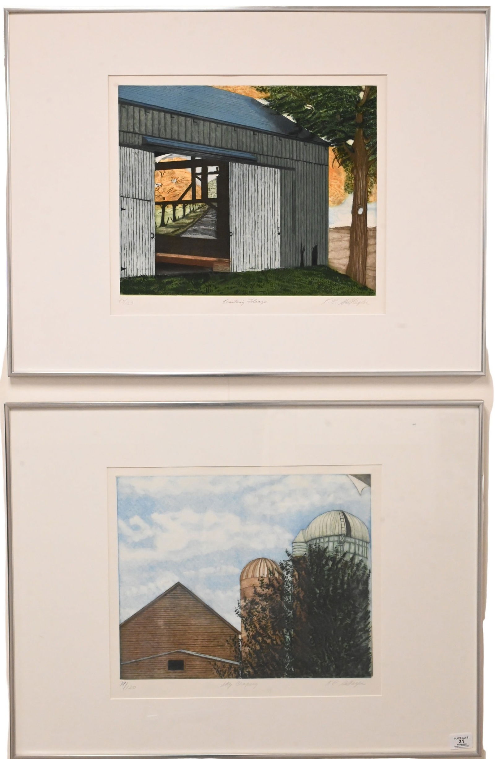 Five: Kathleen Gallagher (American 20th/21st Century) Farm Landscapes: Five: Kathleen Gallagher (American 20th/21st Century) Farm Landscapes "Trailing Foliage", edition 91/120 "Sky Cropping", edition 79/120 "A Roadside Pause", edition 14/120 "Open Places", edition