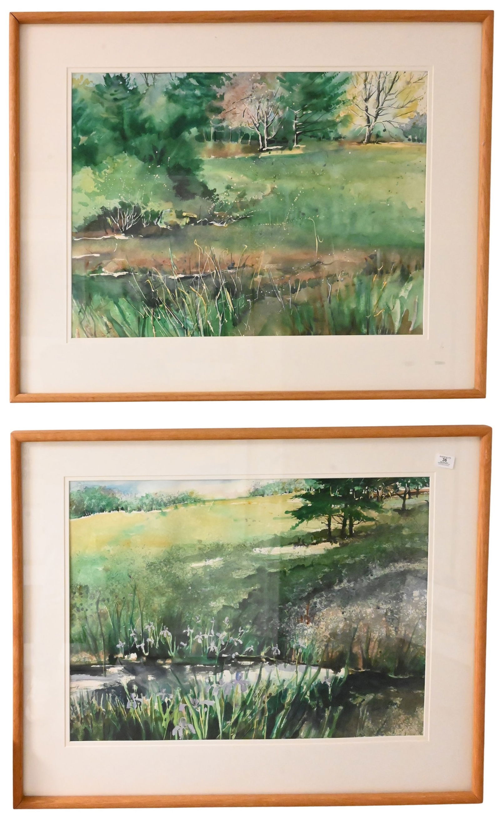 Three: Laura J. Eden (American, Connecticut 20th/21st Century): Three: Laura J. Eden (American, Connecticut 20th/21st Century) "Early Morning Fields" circa 1980 Watercolor on paper Signed lower right Laura J. Eden 24" x 40" "Irish Patch" Watercolor on