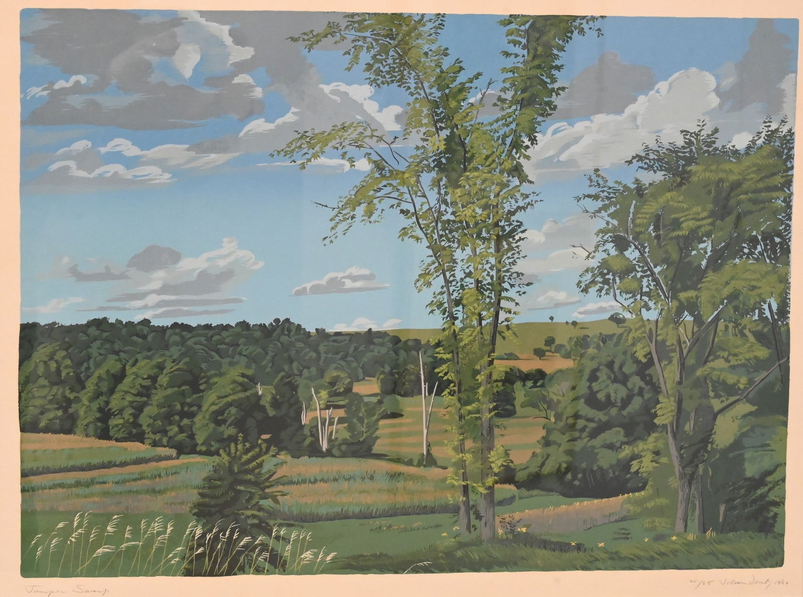 Jillian Denby (American B.1944): Jillian Denby (American B.1944) "Juniper Swamp", 1980 Serigraph, edition 20/85 Signed and dated lower right Jillian Denby 1980 19" x 26" Provenance: Property from a Private Collection 