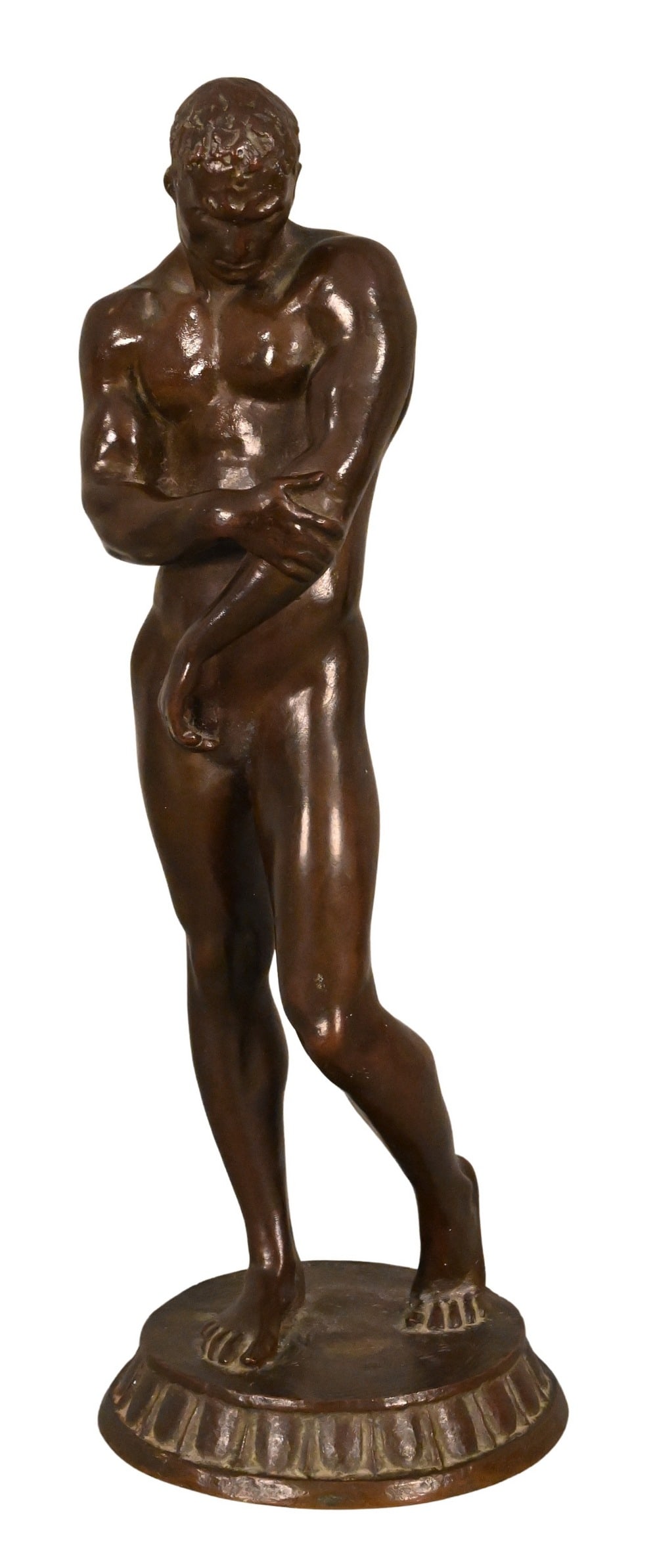 Brenda Putnam (American 1890 - 1975): Brenda Putnam (American 1890 - 1975) Male Nude Patinated bronze Signed on base Brenda Putnam, Kunst Foundry, NY Height 11 inches Reference: Works by the artist are held in major museum collections, in