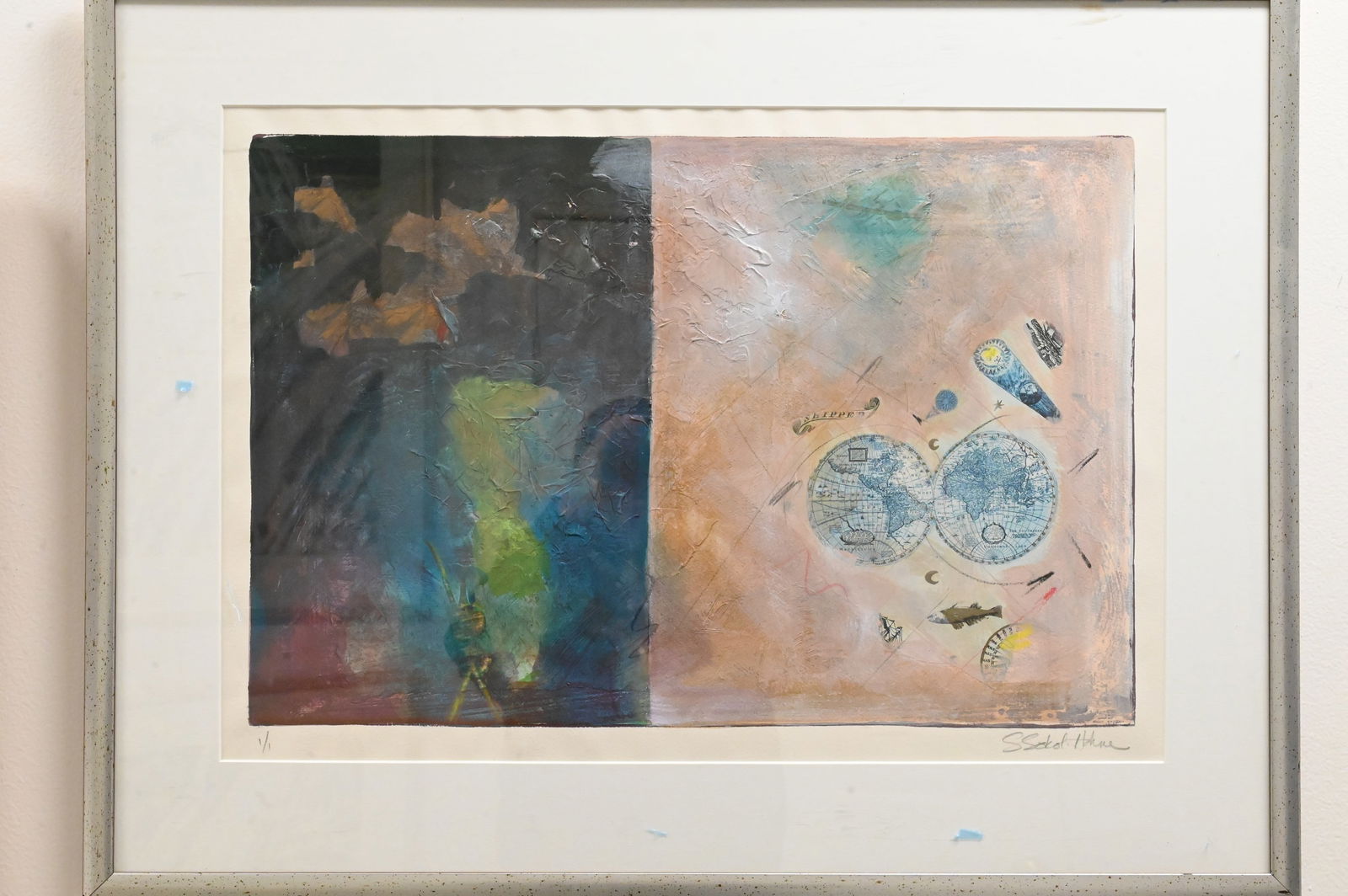 Two Framed Abstract Monoprints - 2
