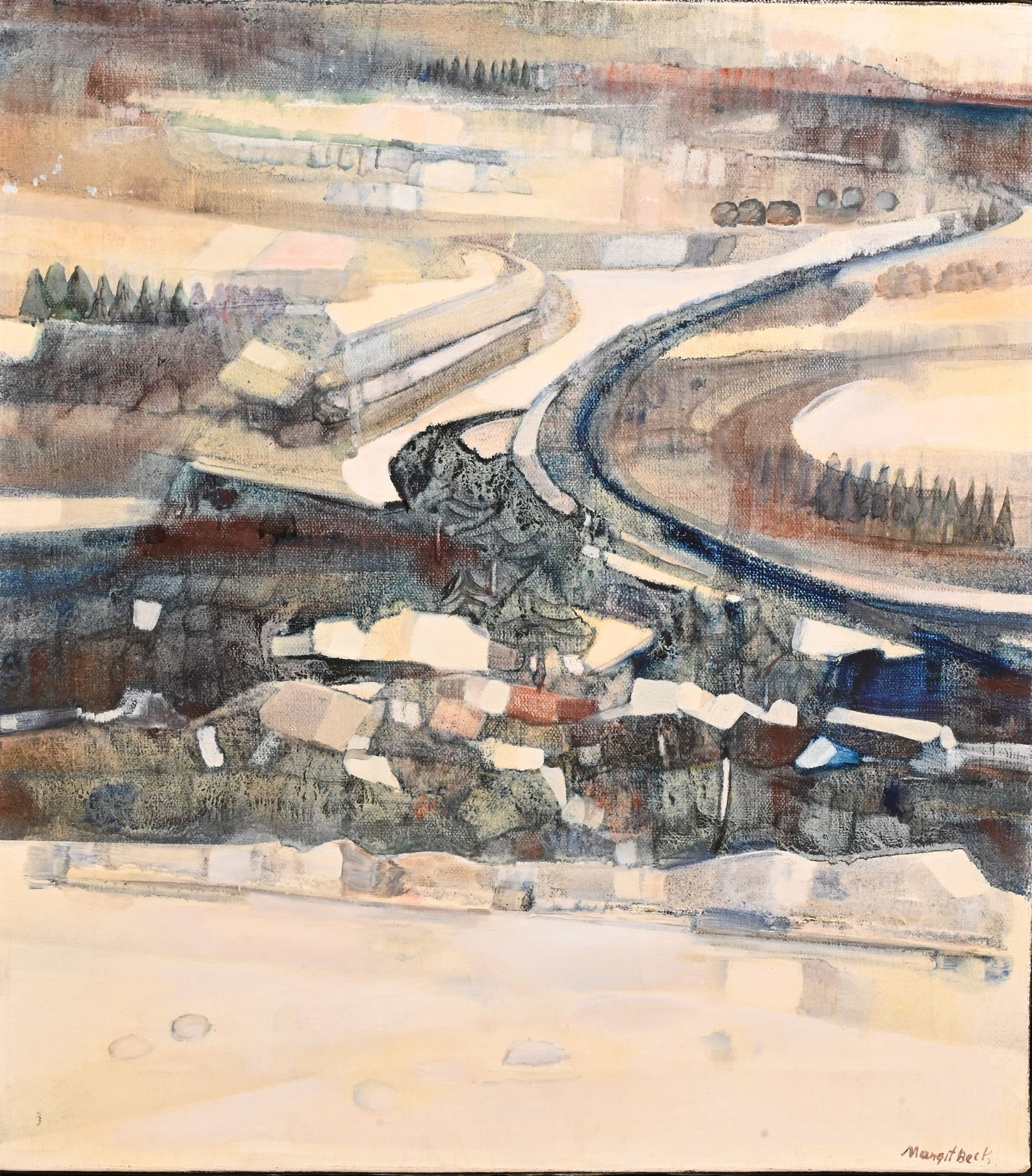 Margit Beck (Hungarian/American 1911-1997): Margit Beck (Hungarian/American 1911-1997) "Transition" Oil on canvas Signed lower right Margit Beck 17" x 15 1/2" Provenance: Property from a Private Collection ACA Galleries, 21E 67th St. New