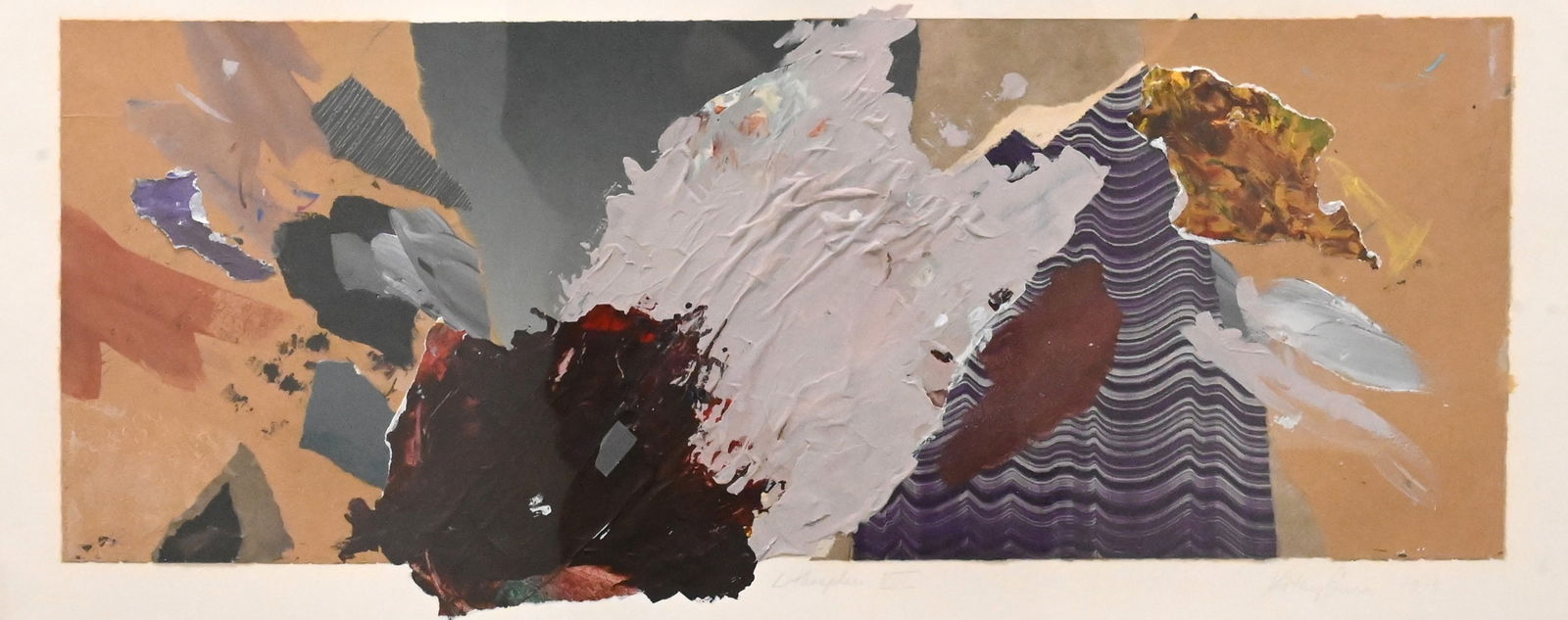 Kathy Gura (American B.1951): Kathy Gura (American B.1951) "Lithosphere VIII", 1979 Mixed media, collage on paper Signed and dated lower right Kathy Gura 1979 22" x 30" sheet size Provenance: Property from a Private Collection Ref