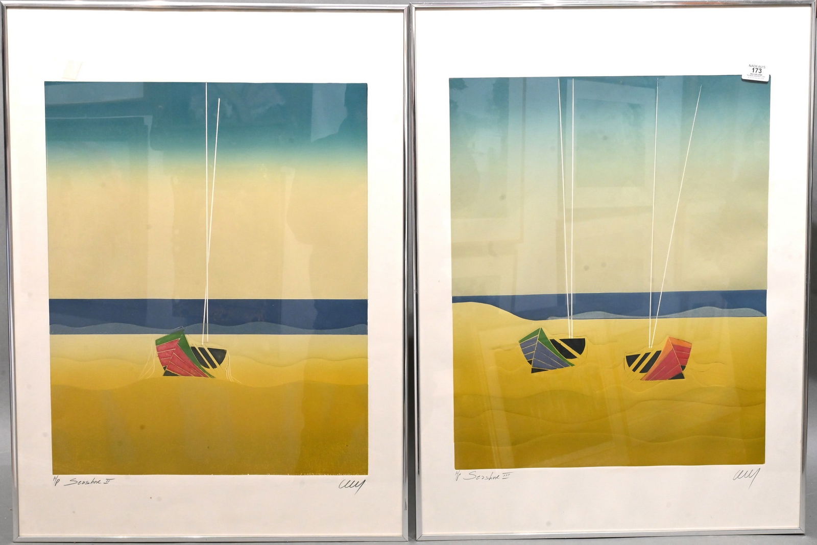 Five: Cecilia "Cecy" Davila (Peruvian B.1945): Five: Cecilia "Cecy" Davila (Peruvian B.1945) "Seashore I", A.P. "Seashore II" A.P. "Seashore III" A.P. "Mountain", A.P "Lake IV", A.P. Embossed aquatint etchings Each signed lower right