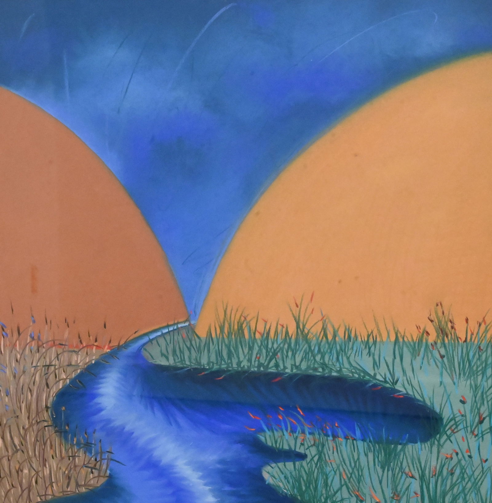 Barbara Sosson (American B.1945): Barbara Sosson (American B.1945) "Gorgeous Gorge", 1983 Pastel on paper Signed lower right Sosson 40" x 40" frame Provenance: Property from a Private Collection Gross McCleaf Gallery,