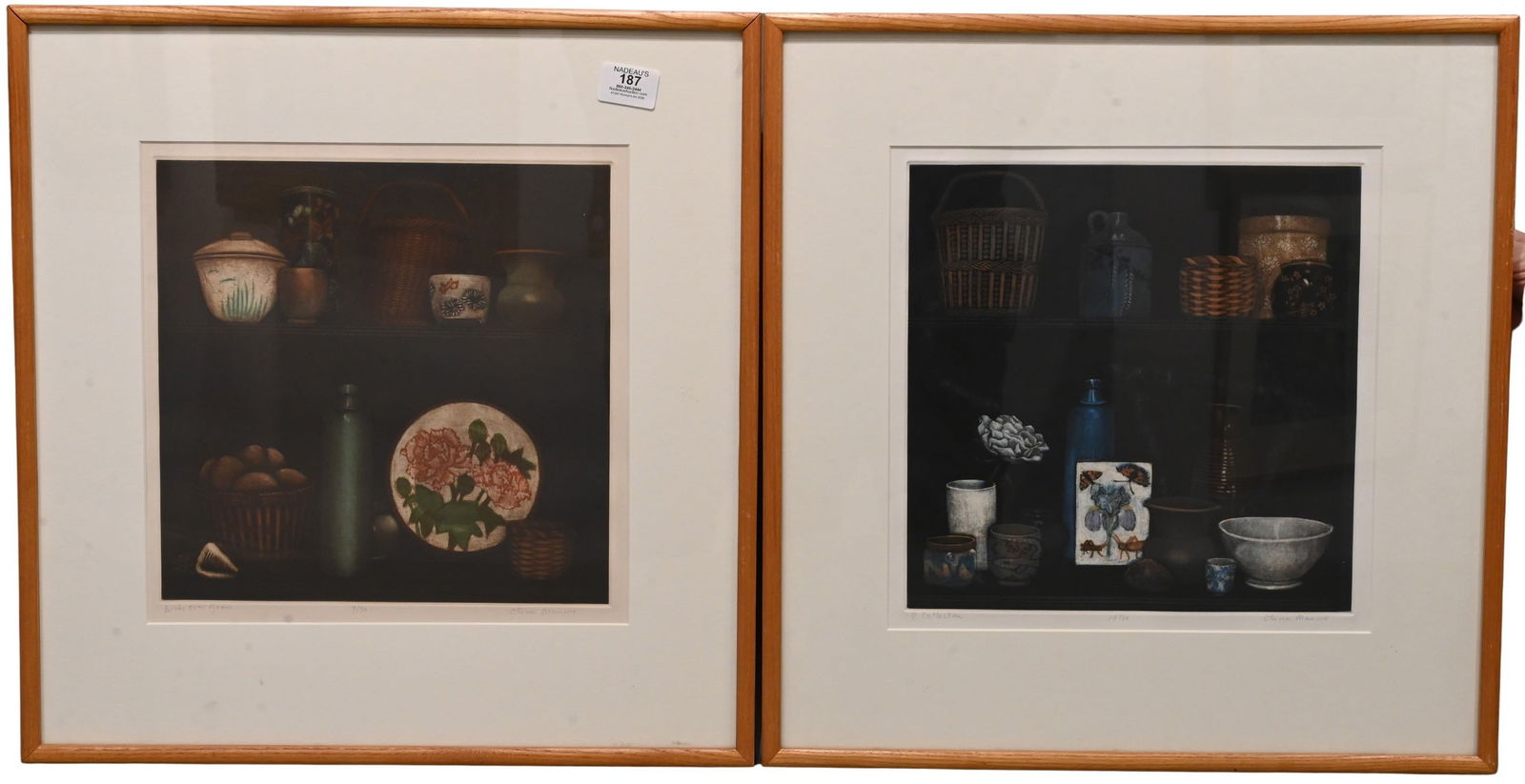 Two: Olivia Munroe (American 20th/21st Century): Two: Olivia Munroe (American 20th/21st Century) "A Collection" Mezzotint etching, edition 14/50 Signed lower right Olivia Munroe 13" x 13" "Birds over Grass" Mezzotint etching, edition 9/50 