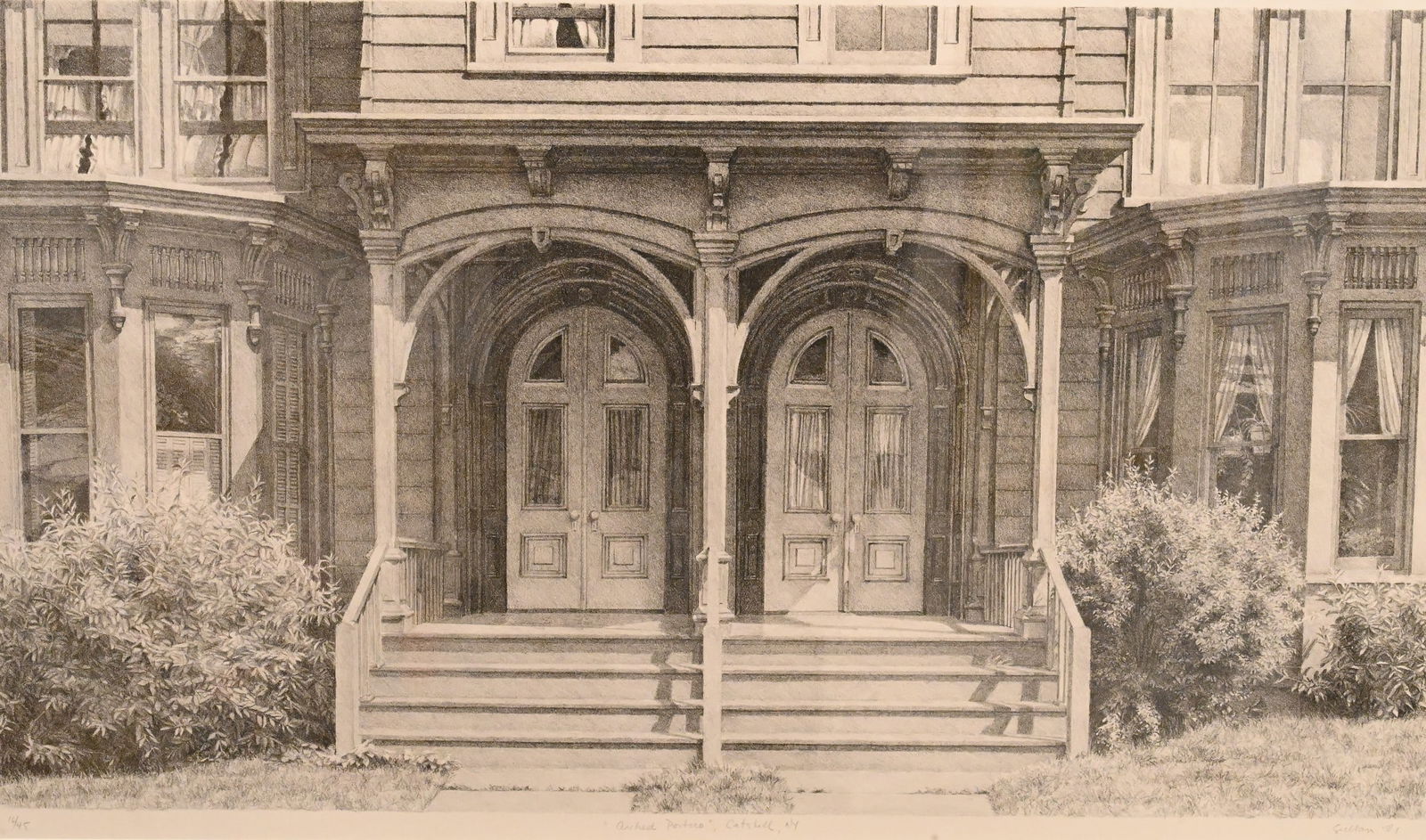 Altoon Sultan (American B.1948): Altoon Sultan (American B.1948) "Arched Portico, Catskill, NY", 1981 Lithograph, edition 16/45 Signed lower right Sultan '81 Printed at Solo Press, New York 21" x 31" sheet Provenance: Property from a