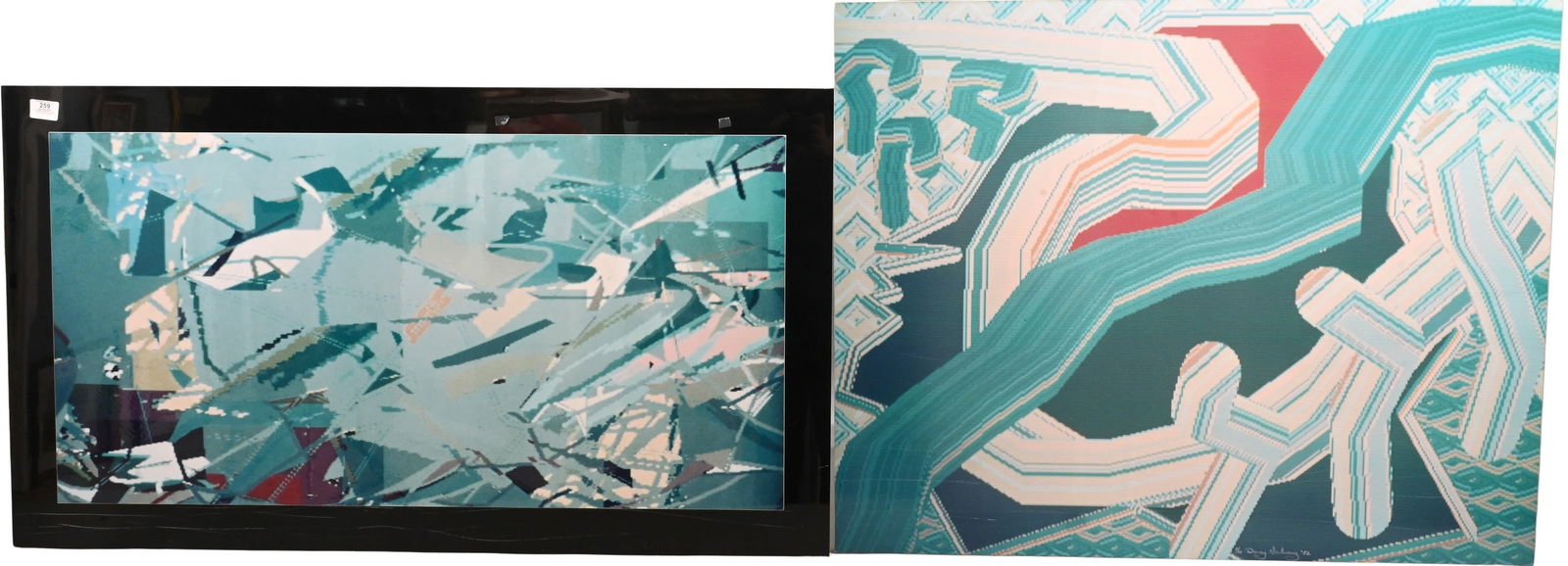 Two: Darcy Gerbarg (American 20th/21st Century): Two: Darcy Gerbarg (American 20th/21st Century) "Facescape" "Spacescape" Digital painting, mixed media on acrylic panel Signed verso Darcy Gerbarg 29" x 36 1/2", 25" x 44 1/2" Provenance: