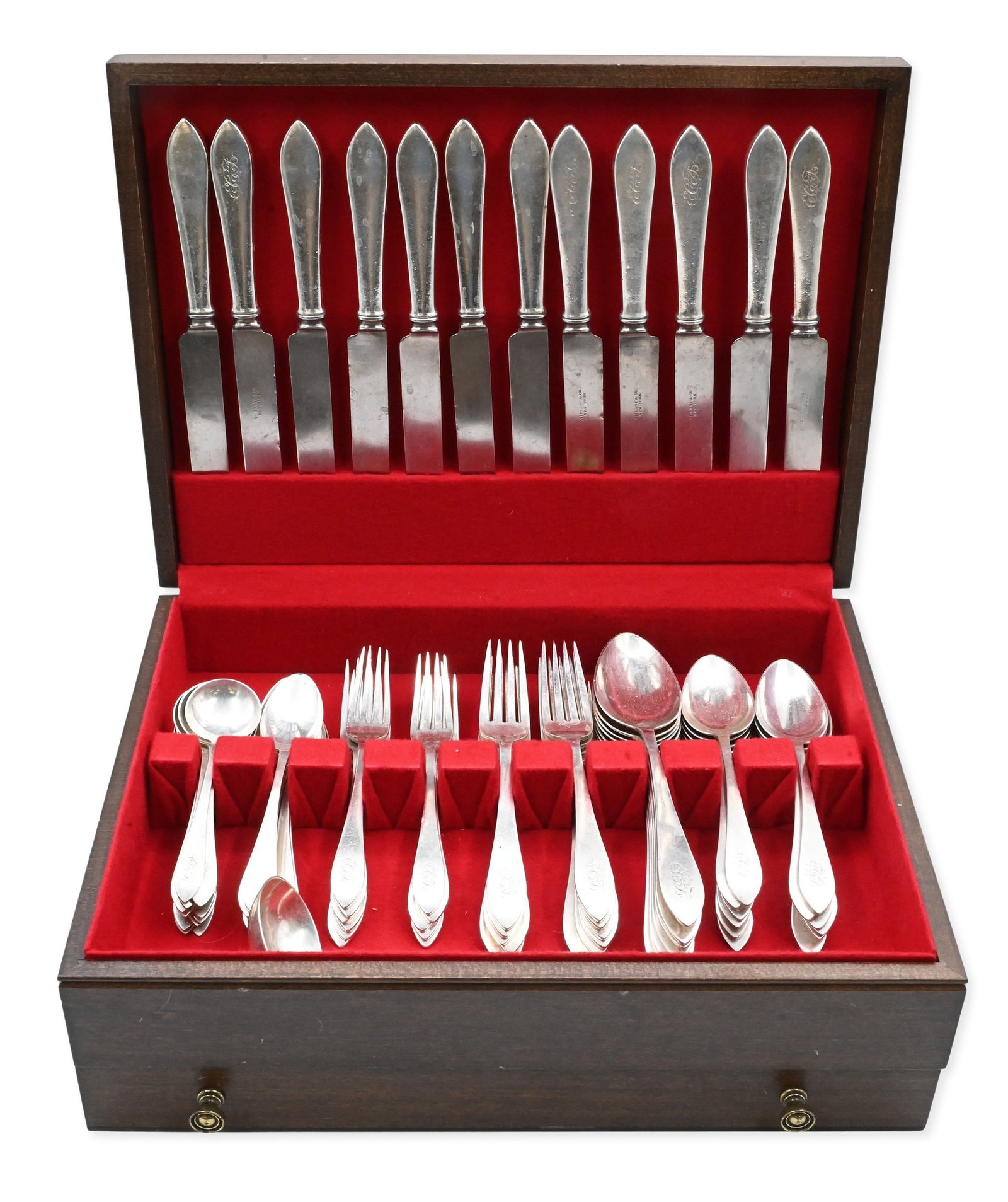 86 Piece Tiffany and Co. Sterling Silver Flatware Set in Faneuil Pattern (1 of 7)