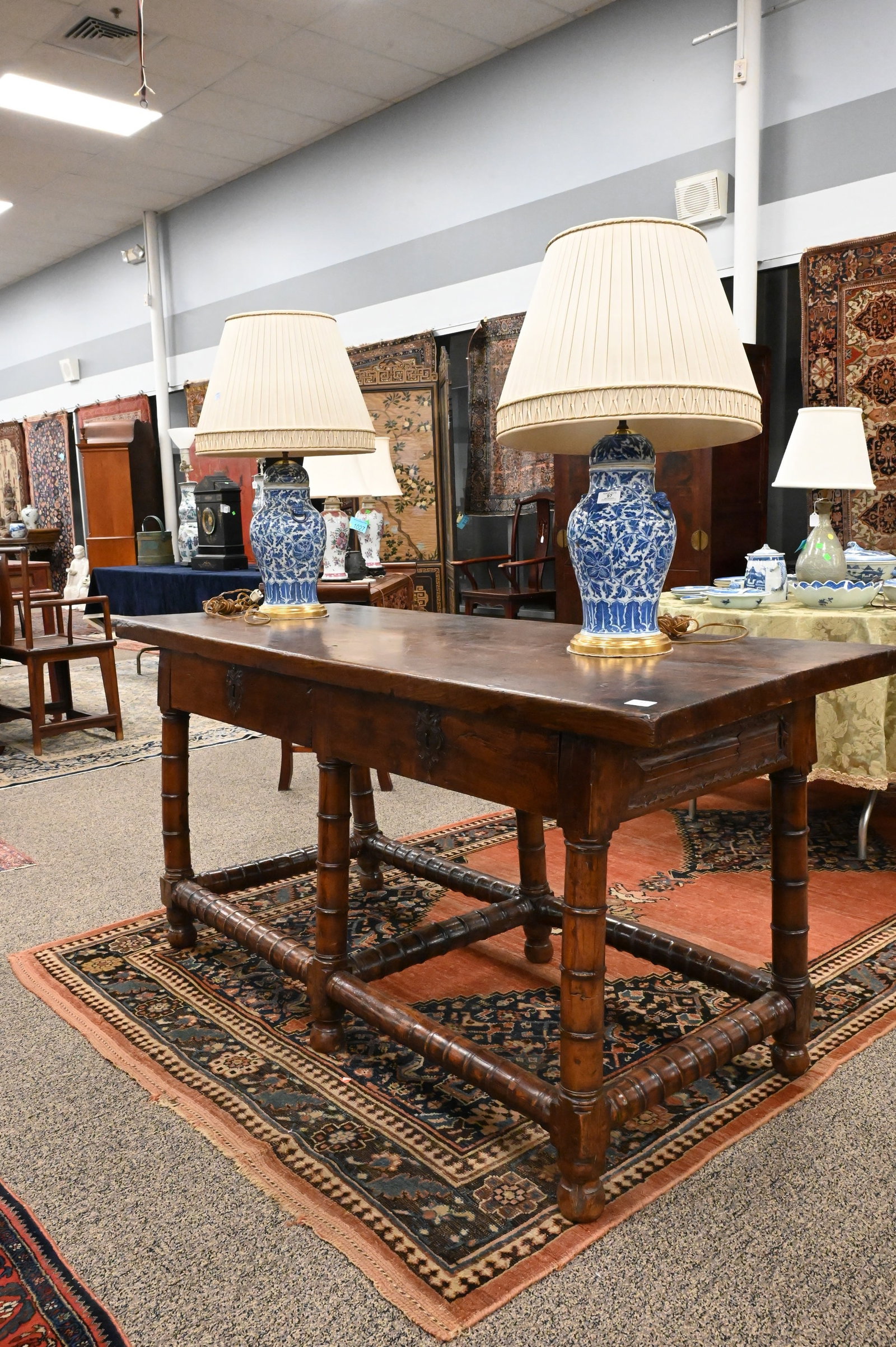 Spanish Walnut Two-Drawer Trestle Table - 2