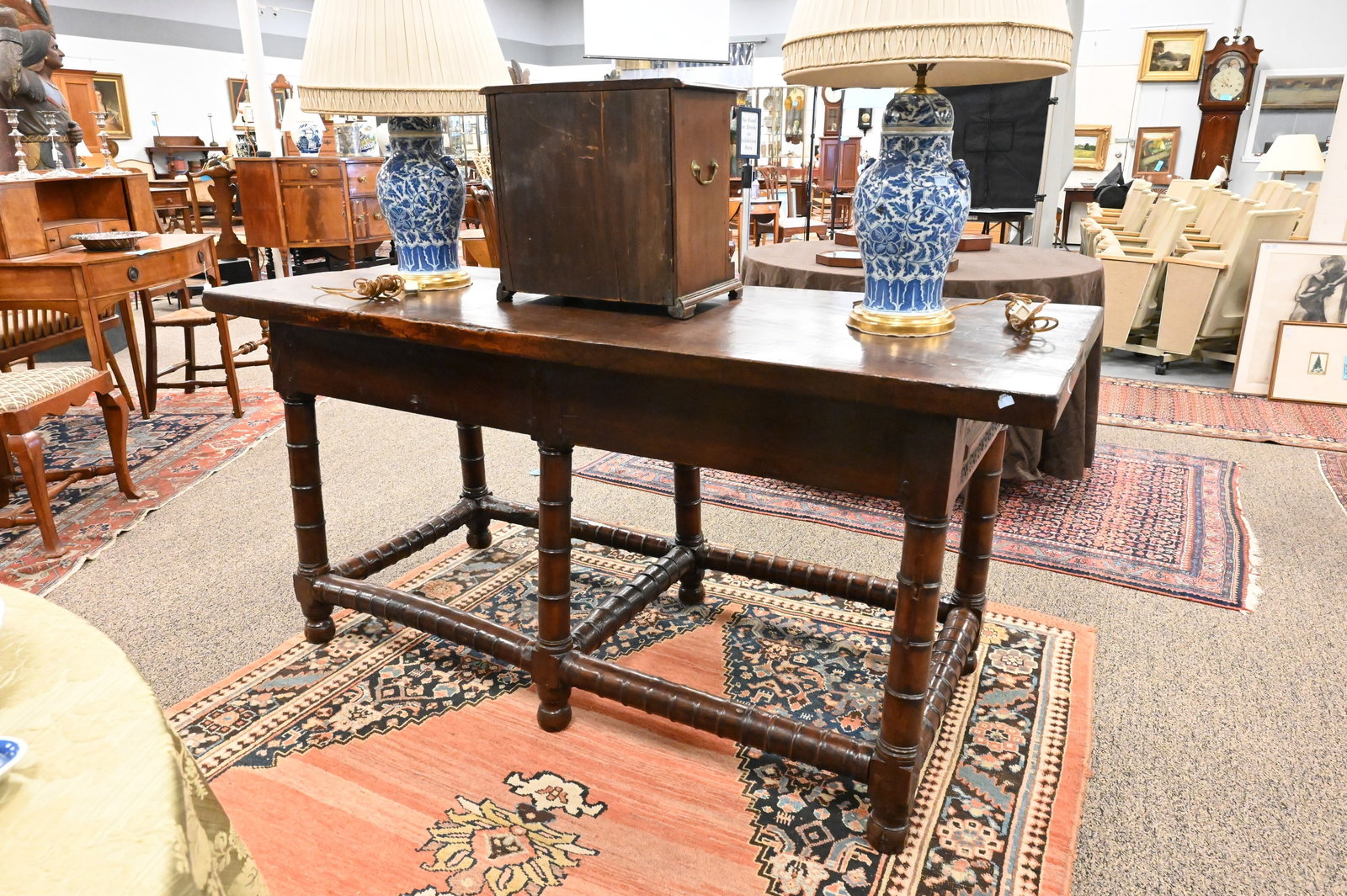 Spanish Walnut Two-Drawer Trestle Table - 6