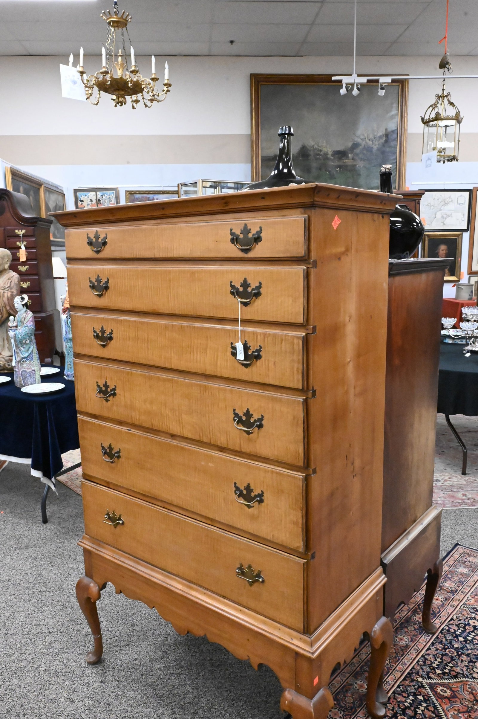 Tiger Maple and Maple Chest on Frame - 2