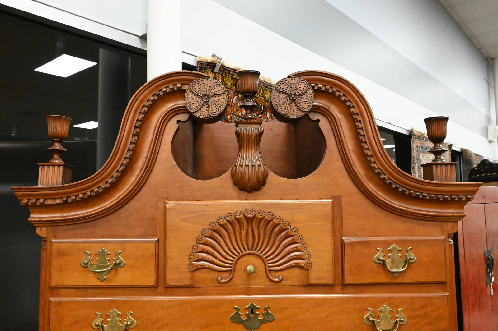 Chippendale Cherry Chest on Chest - 3