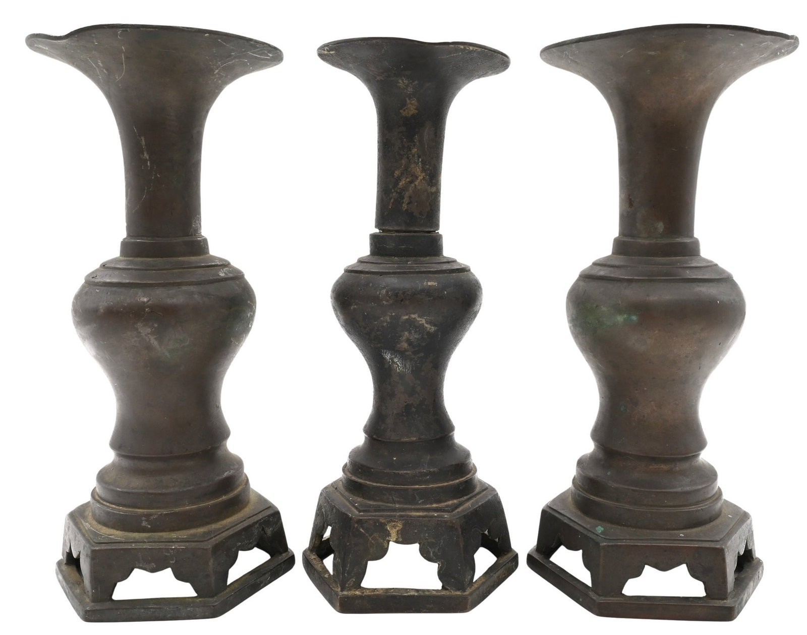 Three Bronze Candlesticks (1 of 4)
