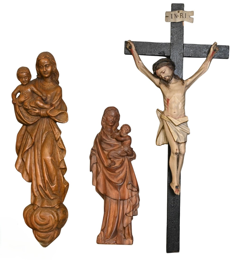 Three German Carved Religious Figures (1 of 5)