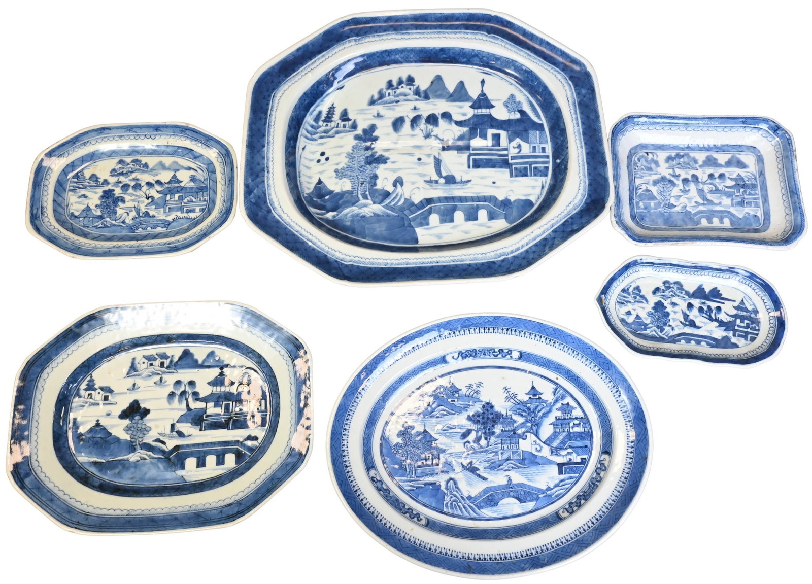 Six Piece Lot of Canton Platters (1 of 3)