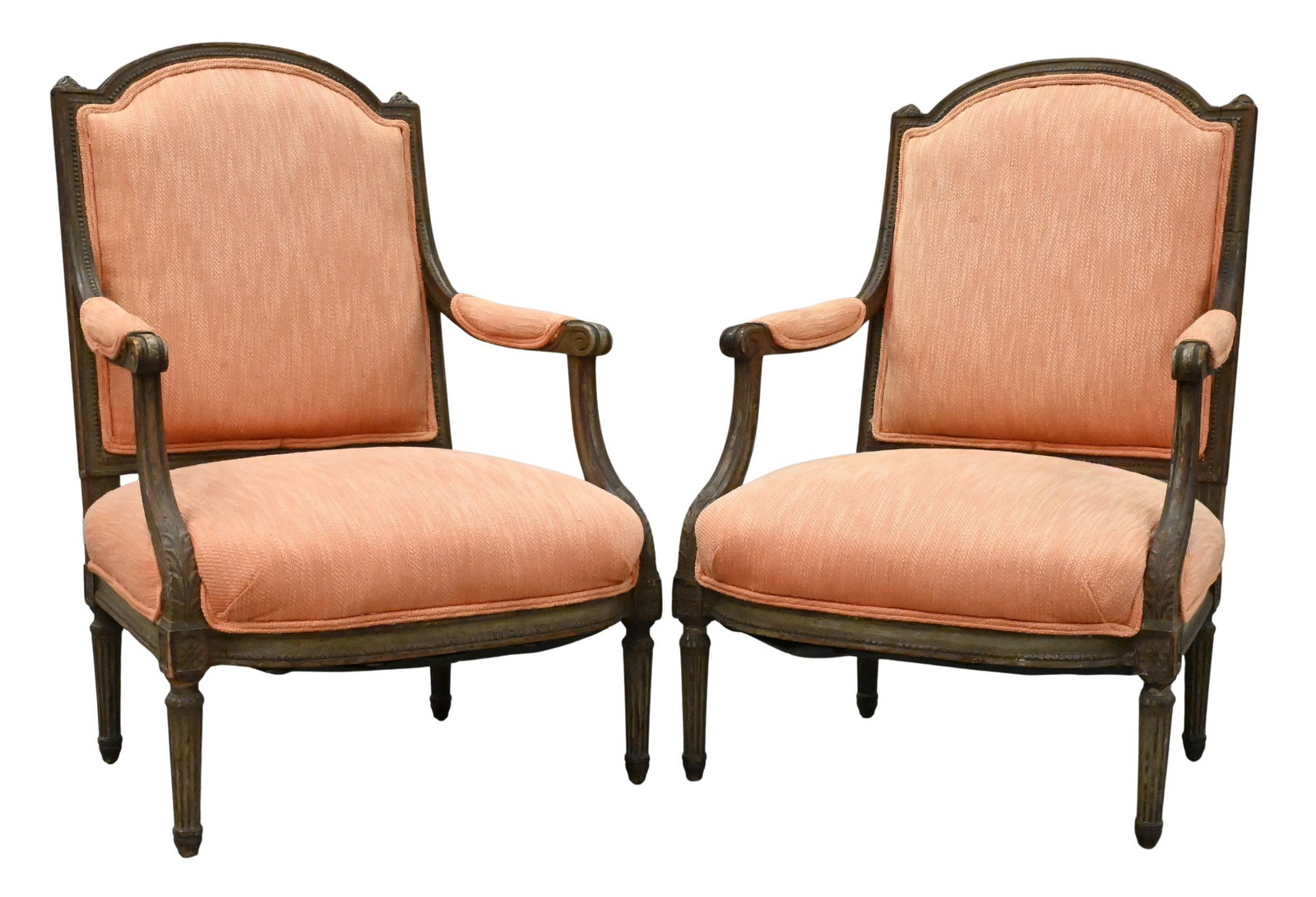 Pair of Louis XVI Style Upholstered Fauteuil (1 of 5)