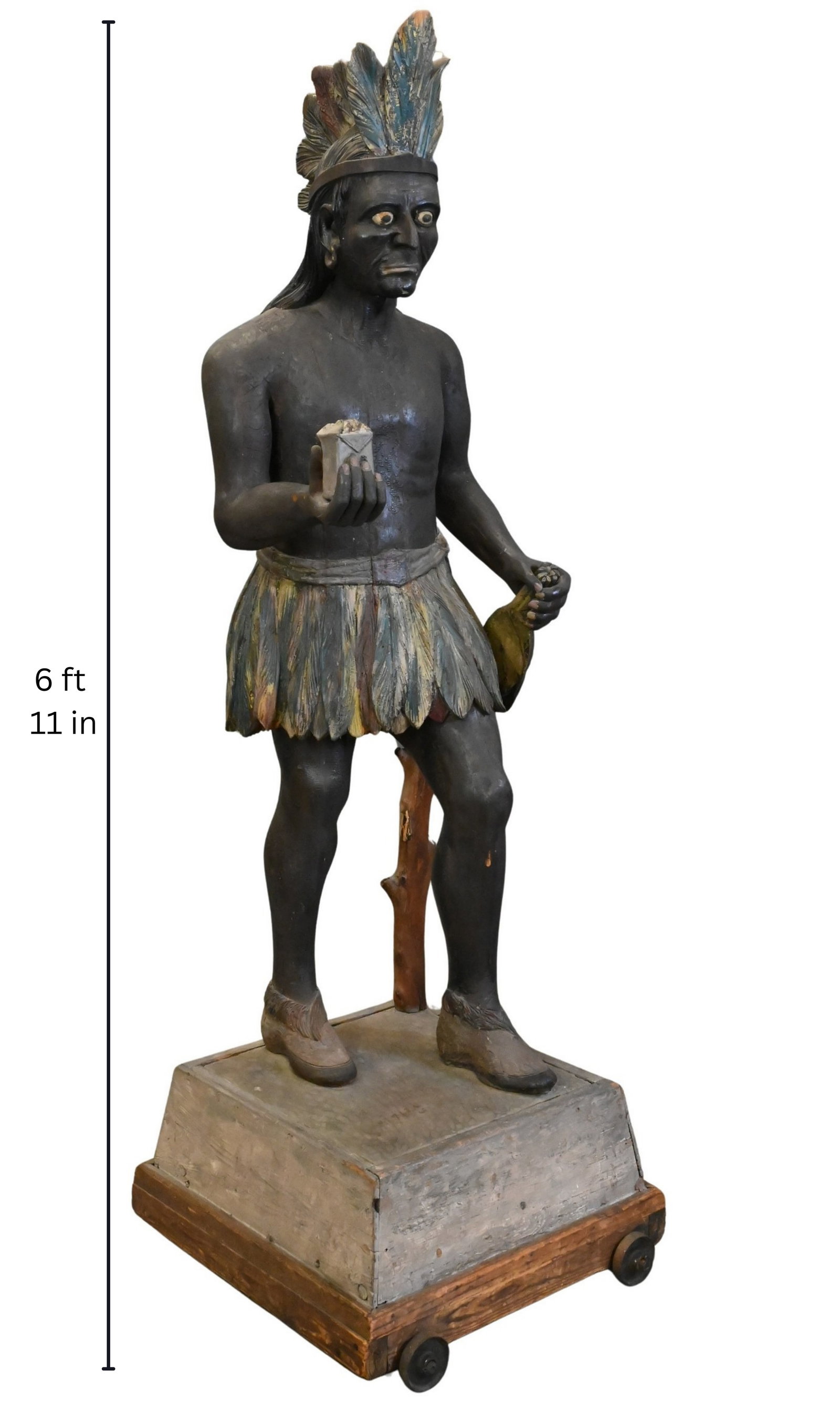 Polychrome Paint Decorated Wood Native American "Warrior" Tobacconist Trade Figure (1 of 6)