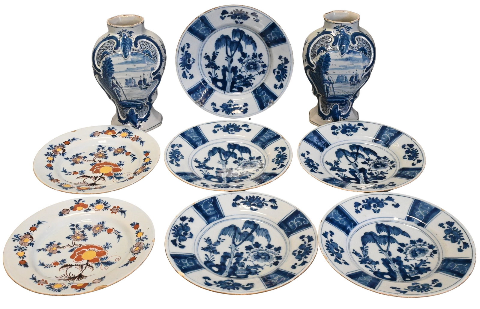 18th Century Delft Garniture and Plates (1 of 10)