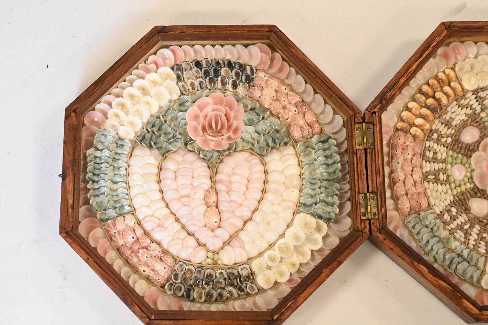 Folk Art Sailor's Valentine Double Panel Shellwork - 2