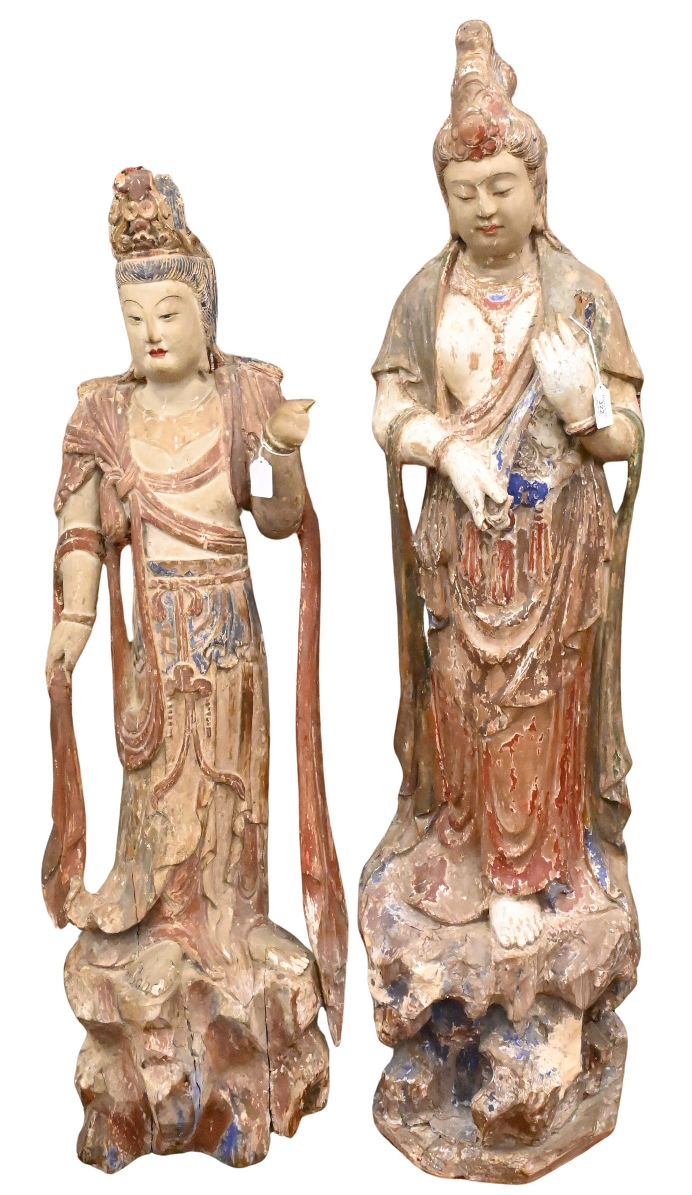 Pair of Asian Polychrome Wooden Figures (1 of 9)