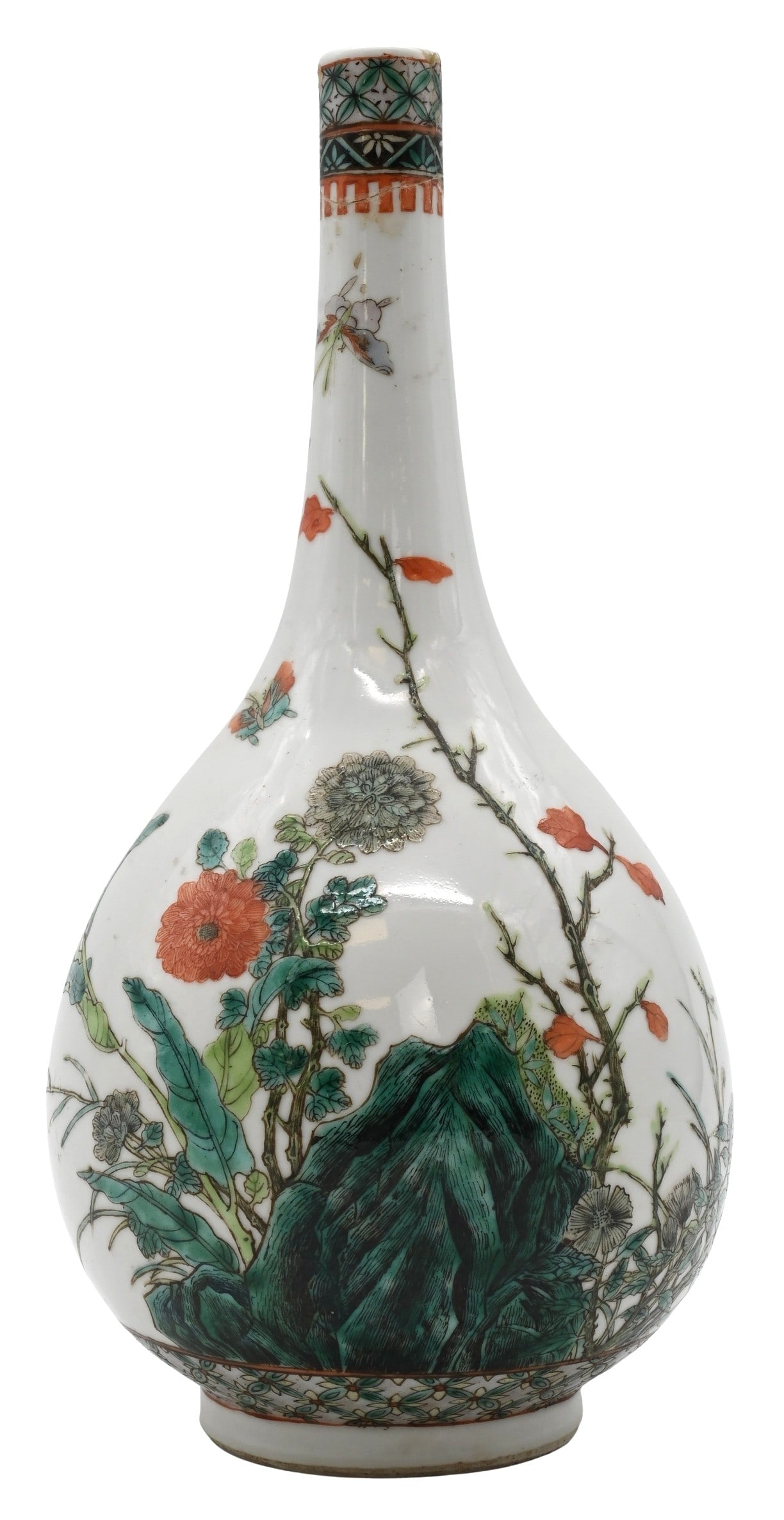 Chinese Famille Verte Porcelain Bottle Vase (1 of 4)