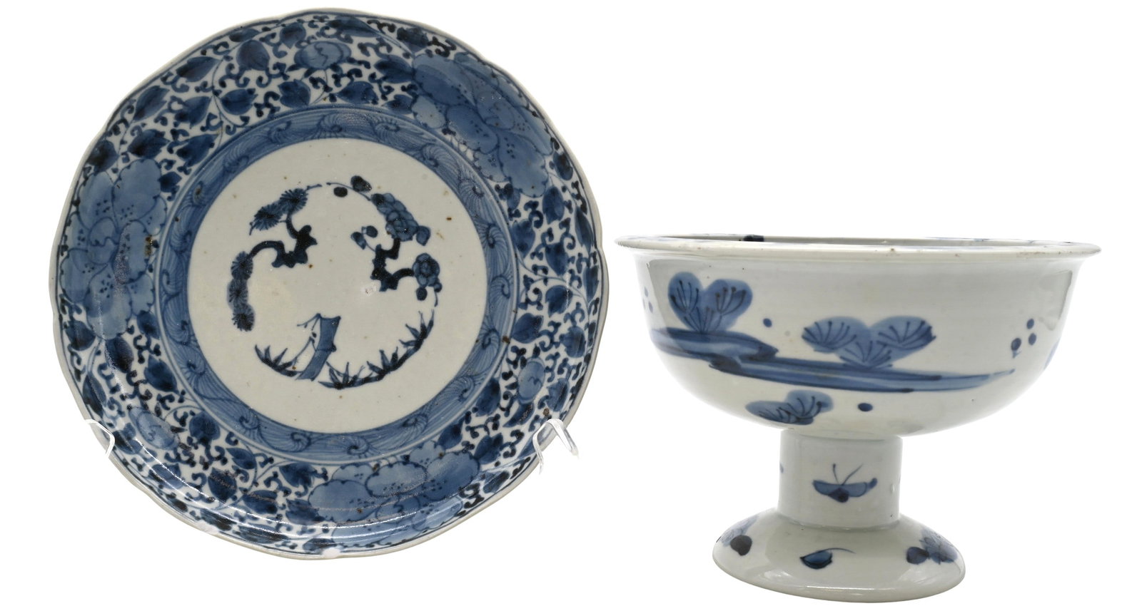 Two Piece Chinese Blue and White Porcelain Lot (1 of 6)
