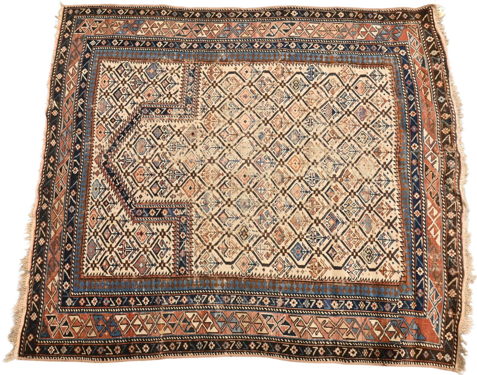 Daghestan Prayer Rug: Daghestan Prayer Rug Northeast Caucasus, late 19th Century 4' x 4' 10" Provenance: Property of Mr. and Mrs. John D. Rockefeller III, from the Collection of Sandra Ferry Rockefeller Condition: