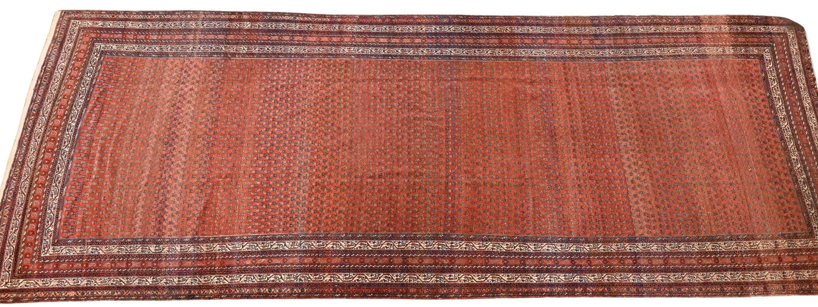 Serabend Carpet: Serabend Carpet Northwest Persia, early 20th Century 7' 7" x 20' 6" Provenance: Property of Mr. and Mrs. John D. Rockefeller III, from the Collection of Sandra Ferry Rockefeller Condition: Overall fai