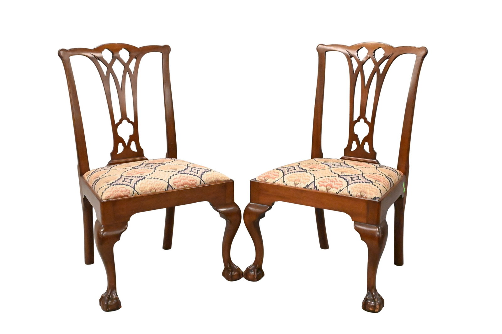 Pair of Chippendale Carved Mahogany Dining Chairs (1 of 6)