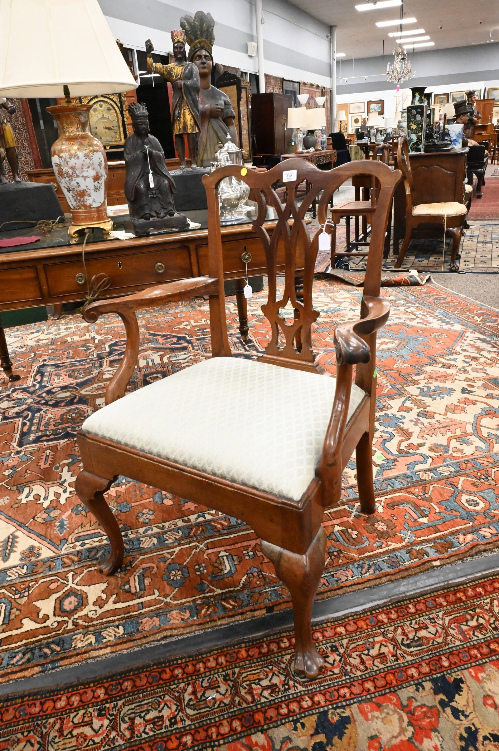 Chippendale Walnut Open Armchair - 2