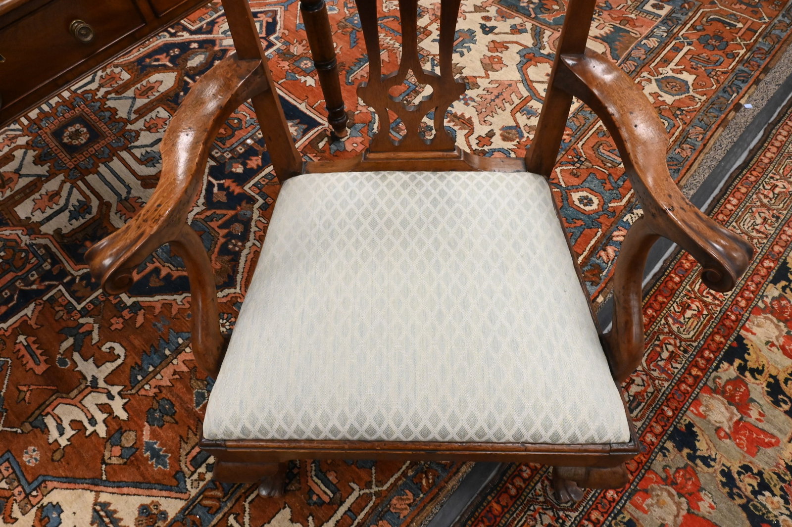 Chippendale Walnut Open Armchair - 3