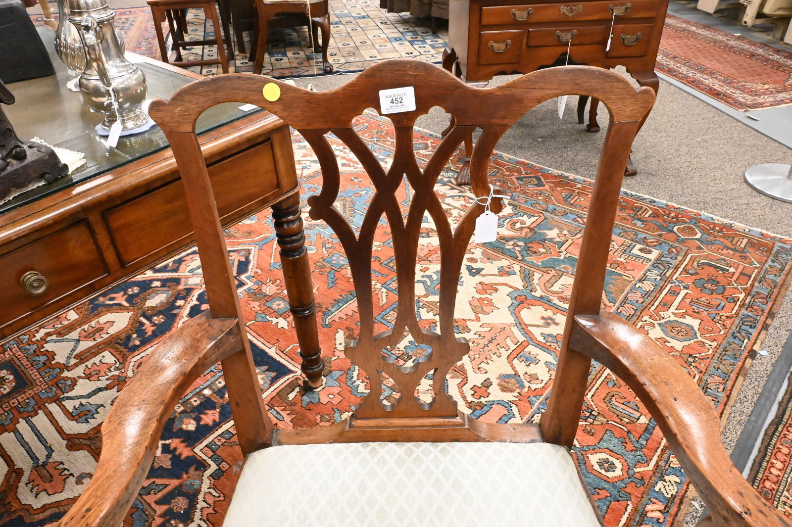 Chippendale Walnut Open Armchair - 4