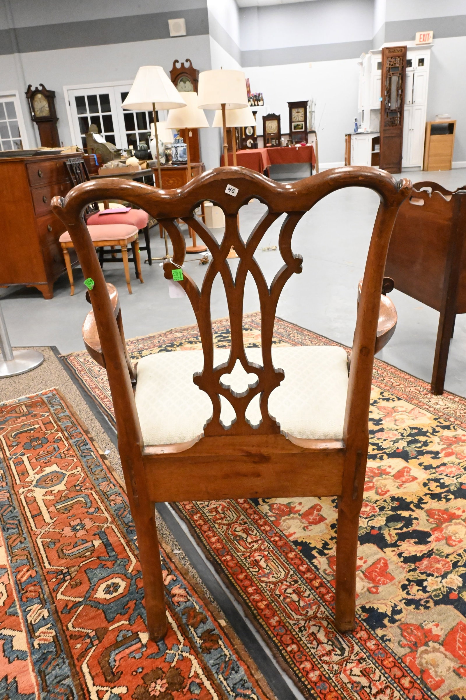 Chippendale Walnut Open Armchair - 5