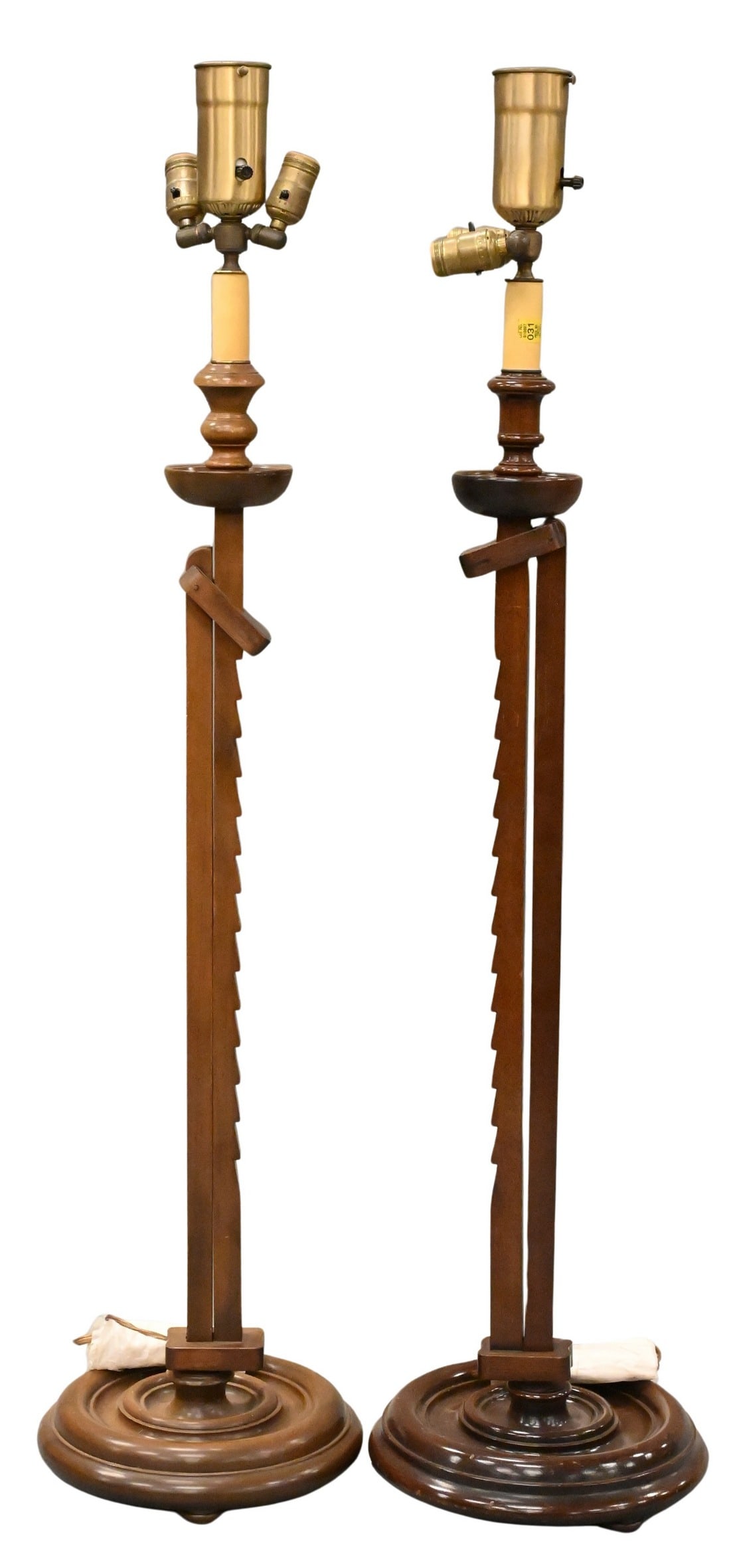 Pair of Mahogany Candlestick Style Floor Lamps (1 of 6)