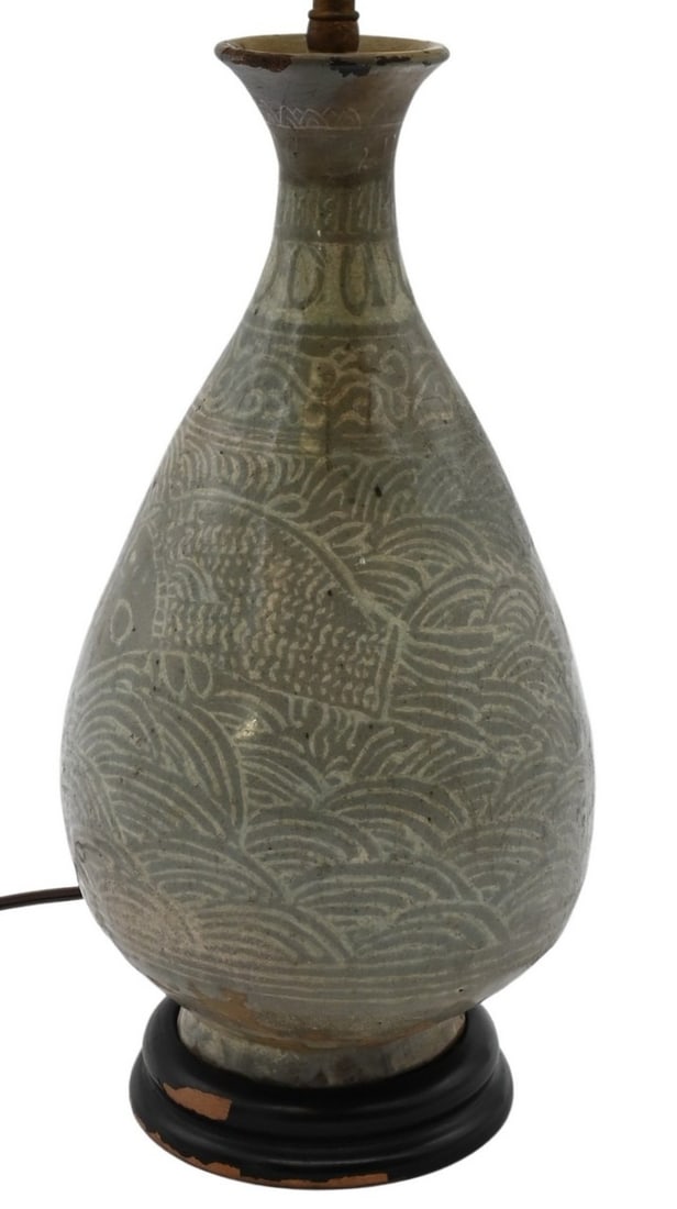 Buncheong Bottle Mounted as Lamp (1 of 3)