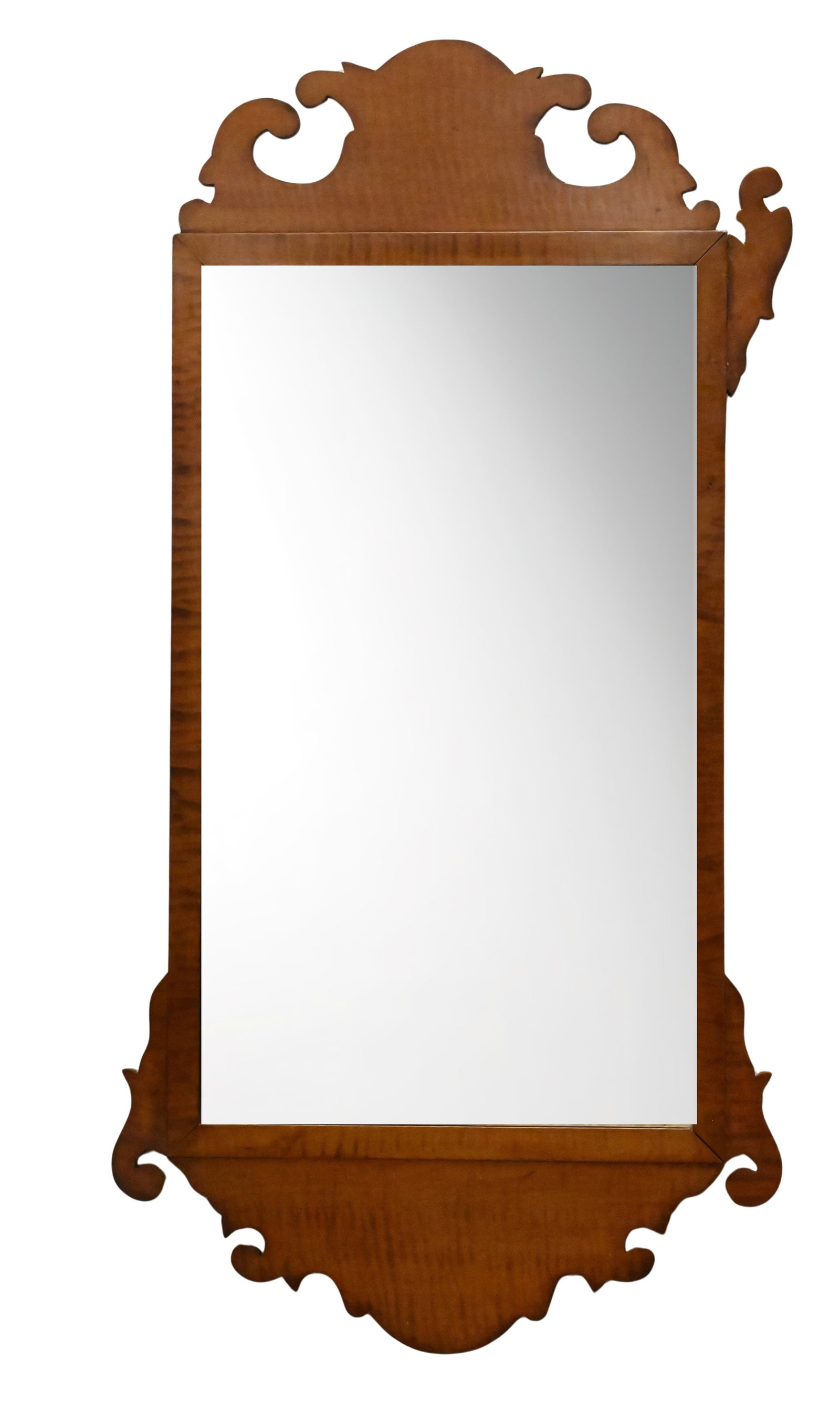 D.R. Dimes Chippendale Figured Maple Fret-Carved Wall Mirror (1 of 4)